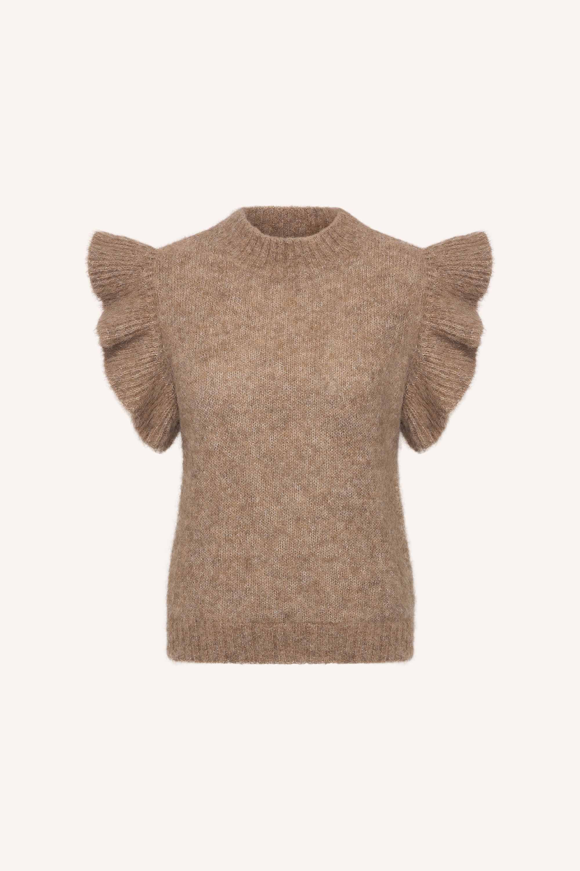 fossy-spencer-biscuit-melee-alpacamix kwaliteit-comfortabele pasvorm-ronde halslijn-by-bar-productfoto