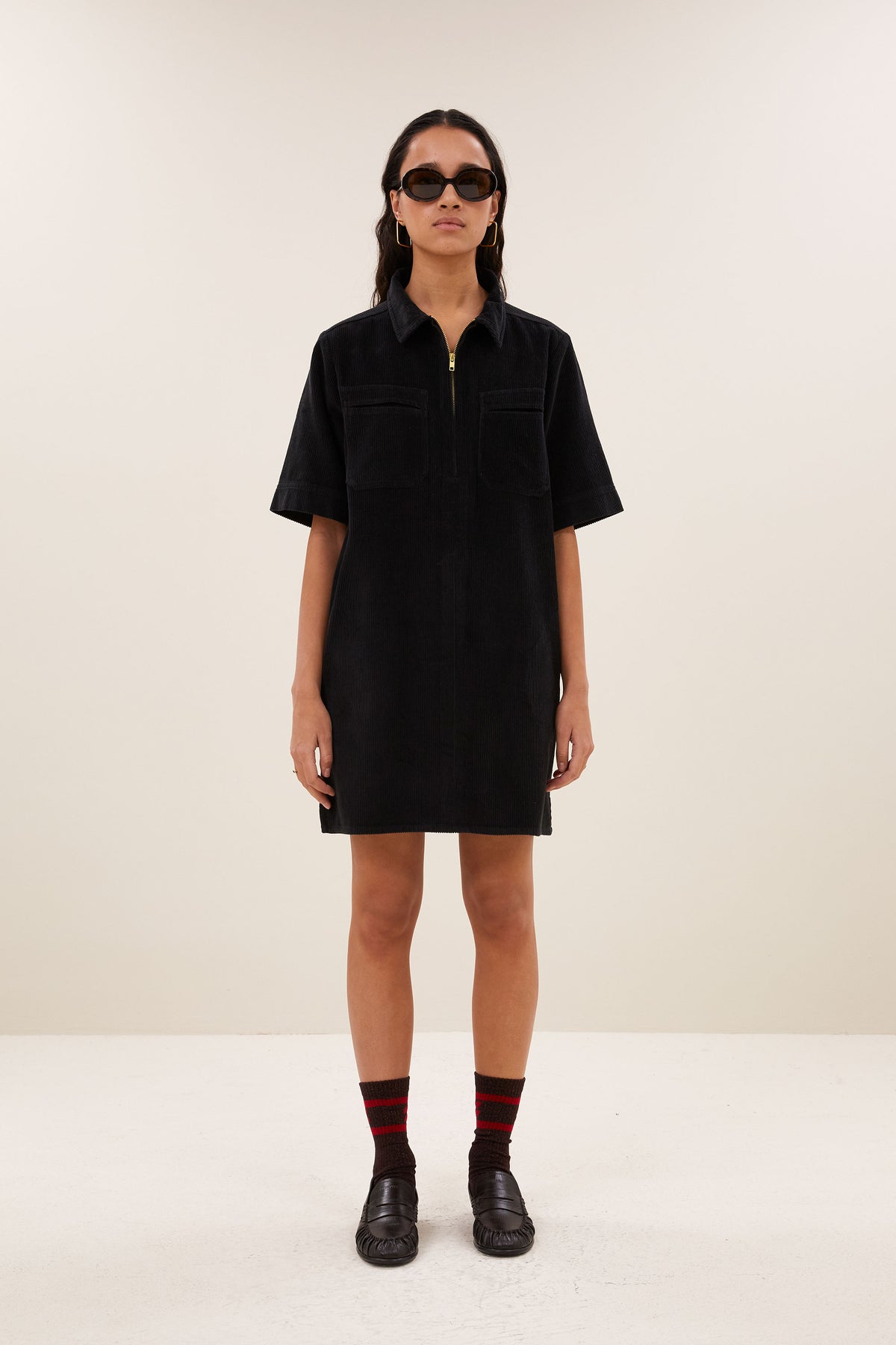 philipe cord dress | black