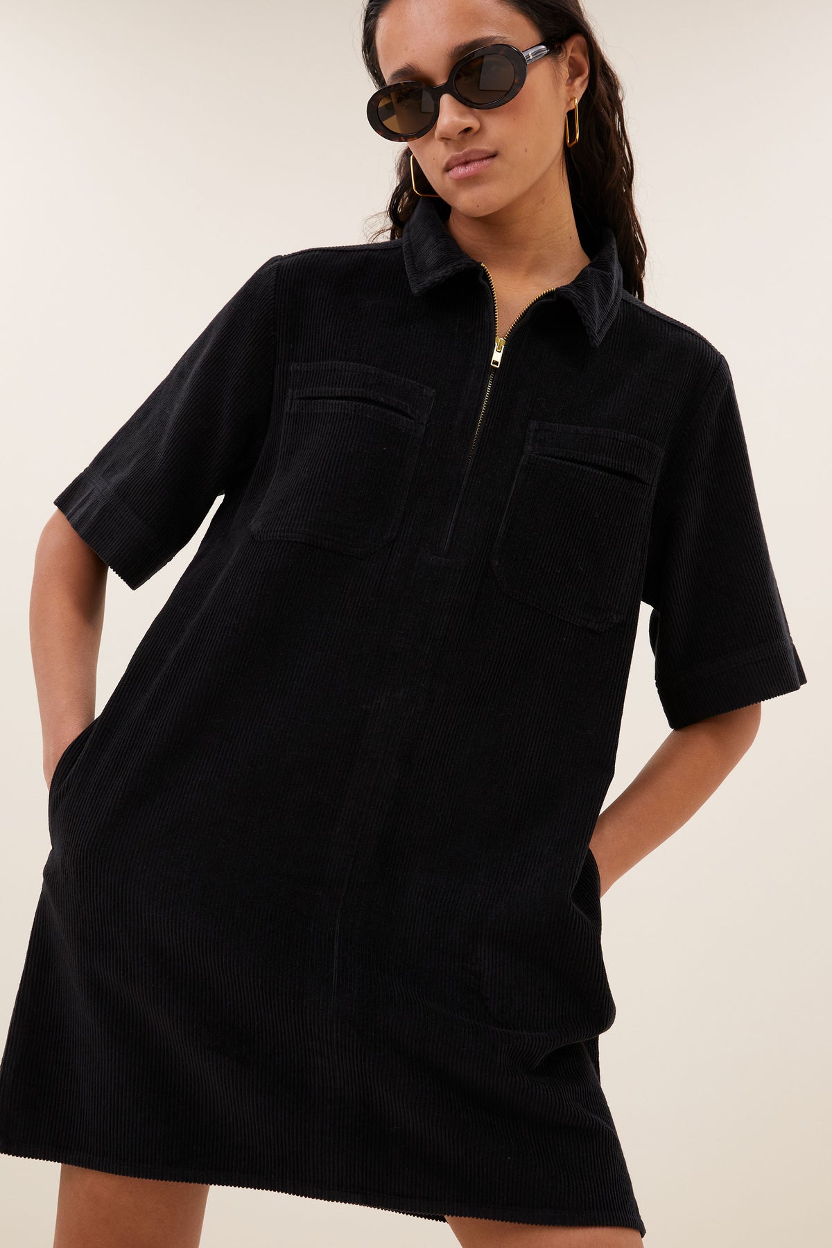 philipe cord dress | black