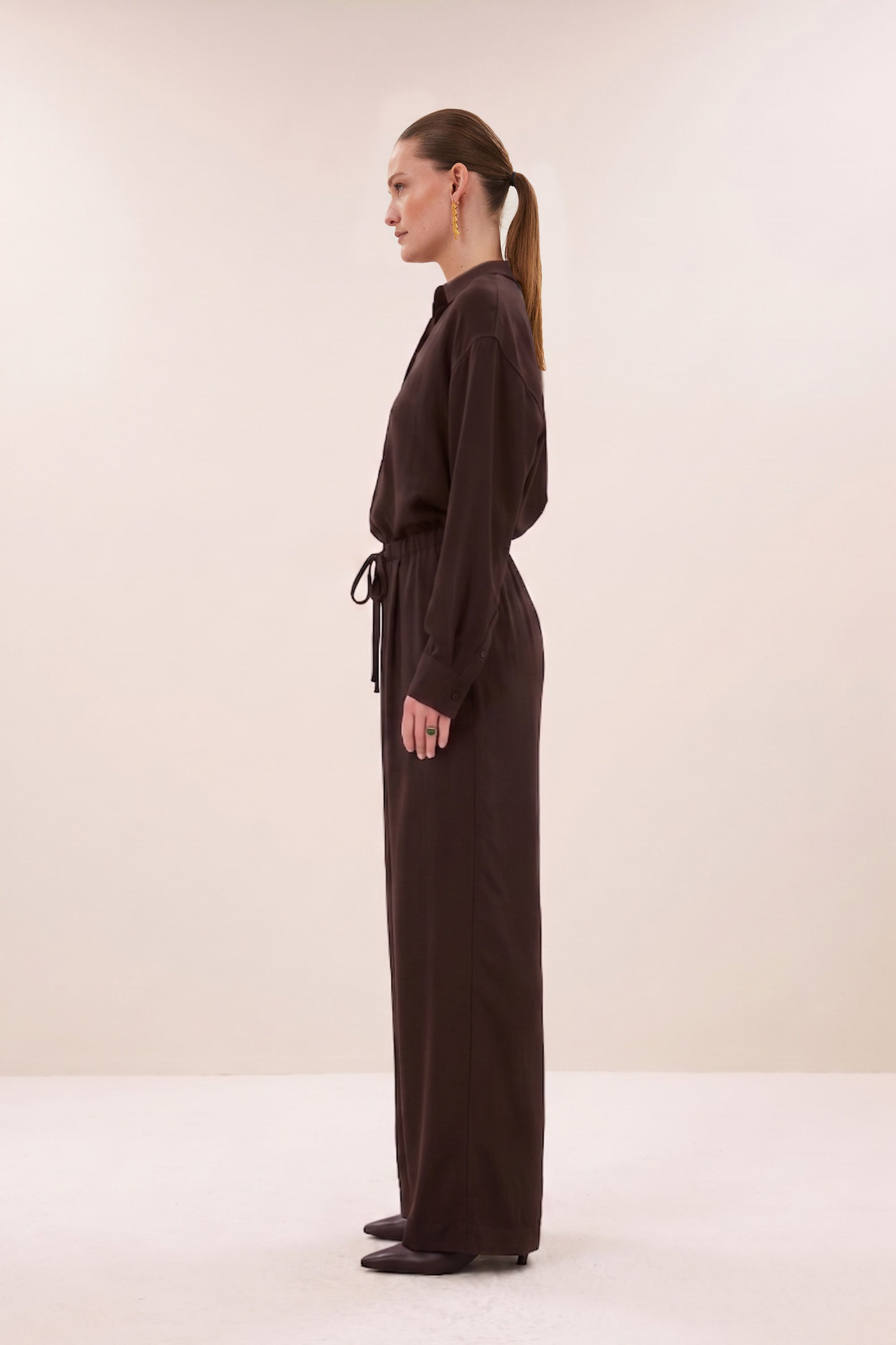 pelle satin stripe pants | espresso