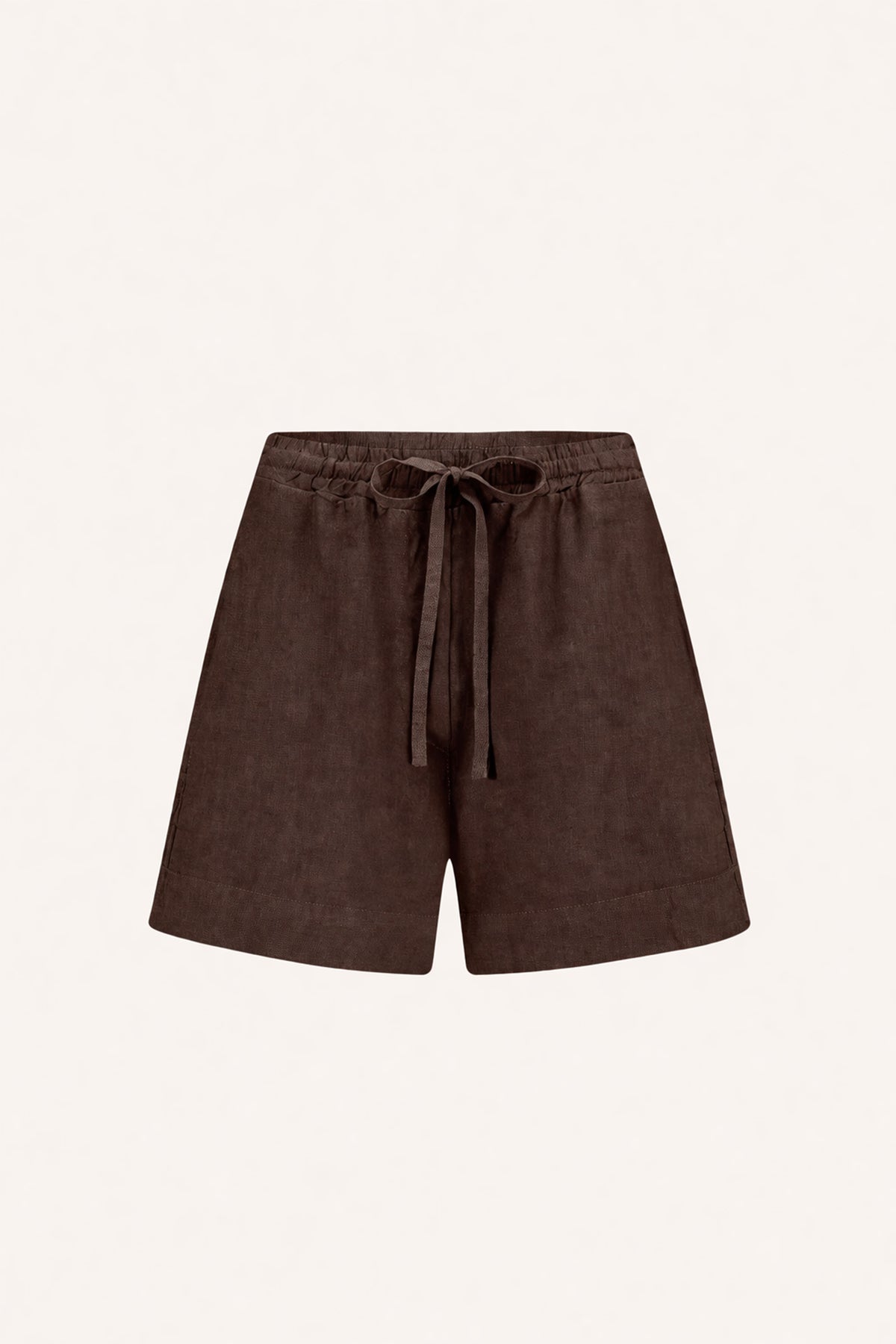 lio-linen-shorts-espresso-comfortabele draagervaring-elastieken band-draagbaar als set-by-bar-productfoto