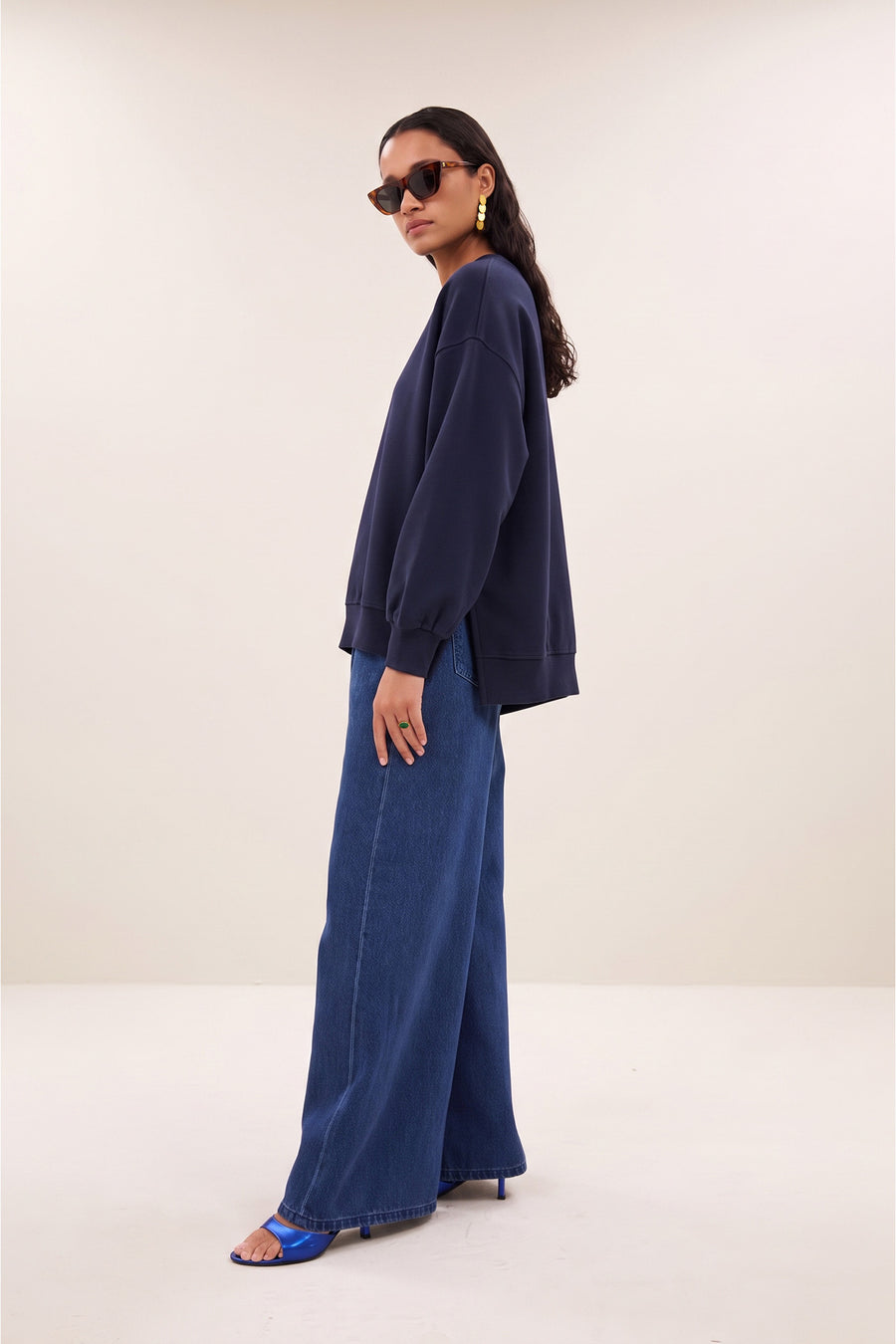 lili long sweater | uniform blue
