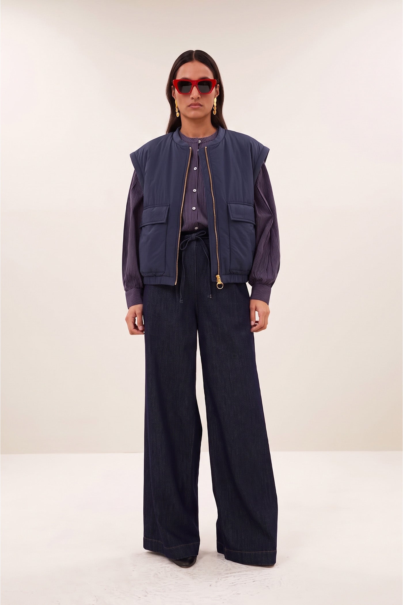 gio sleeveless jacket | midnight