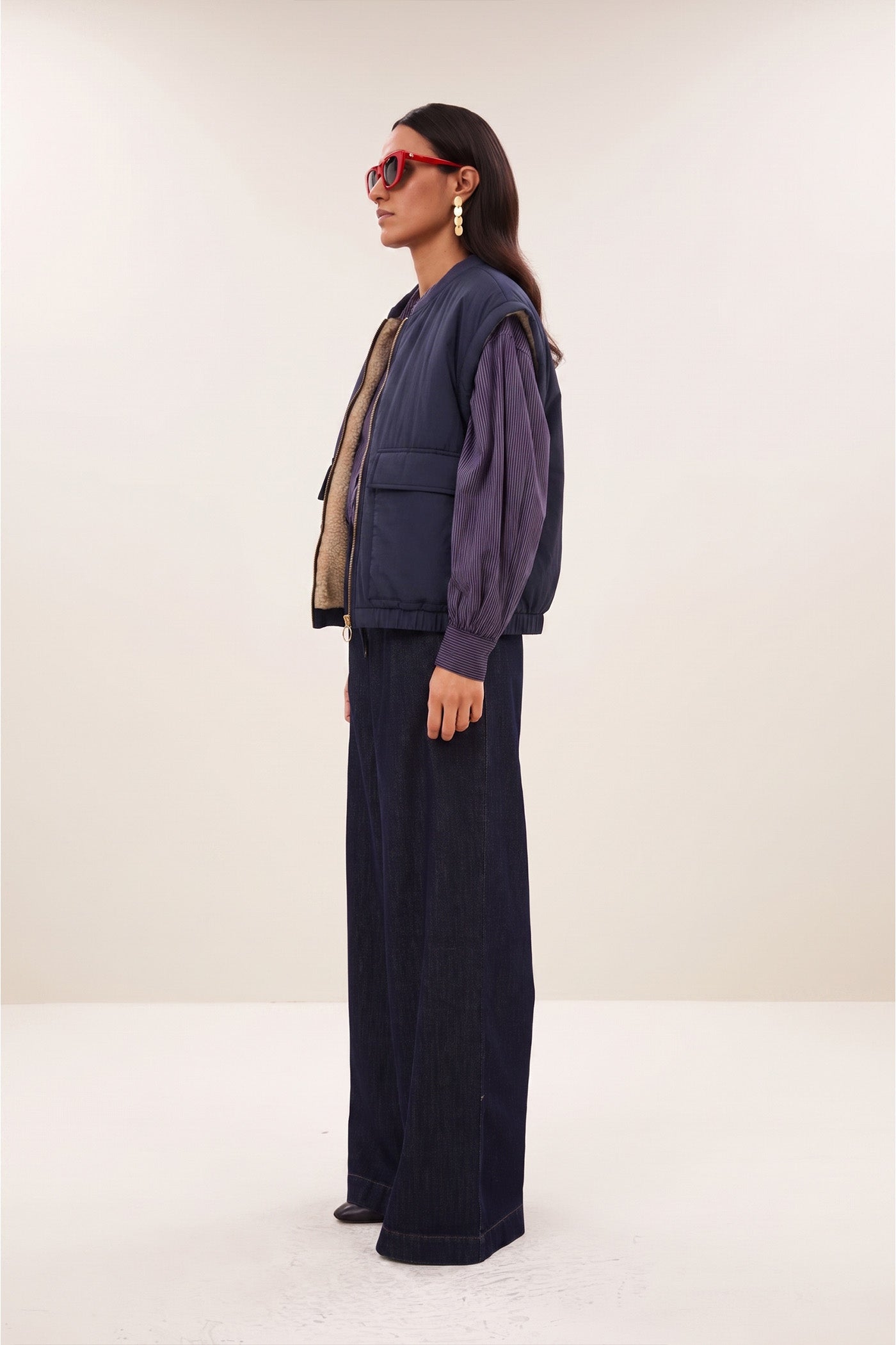 gio sleeveless jacket | midnight
