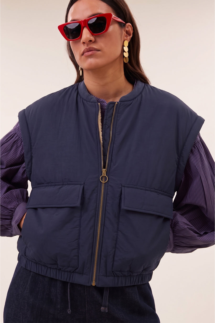 gio sleeveless jacket | midnight