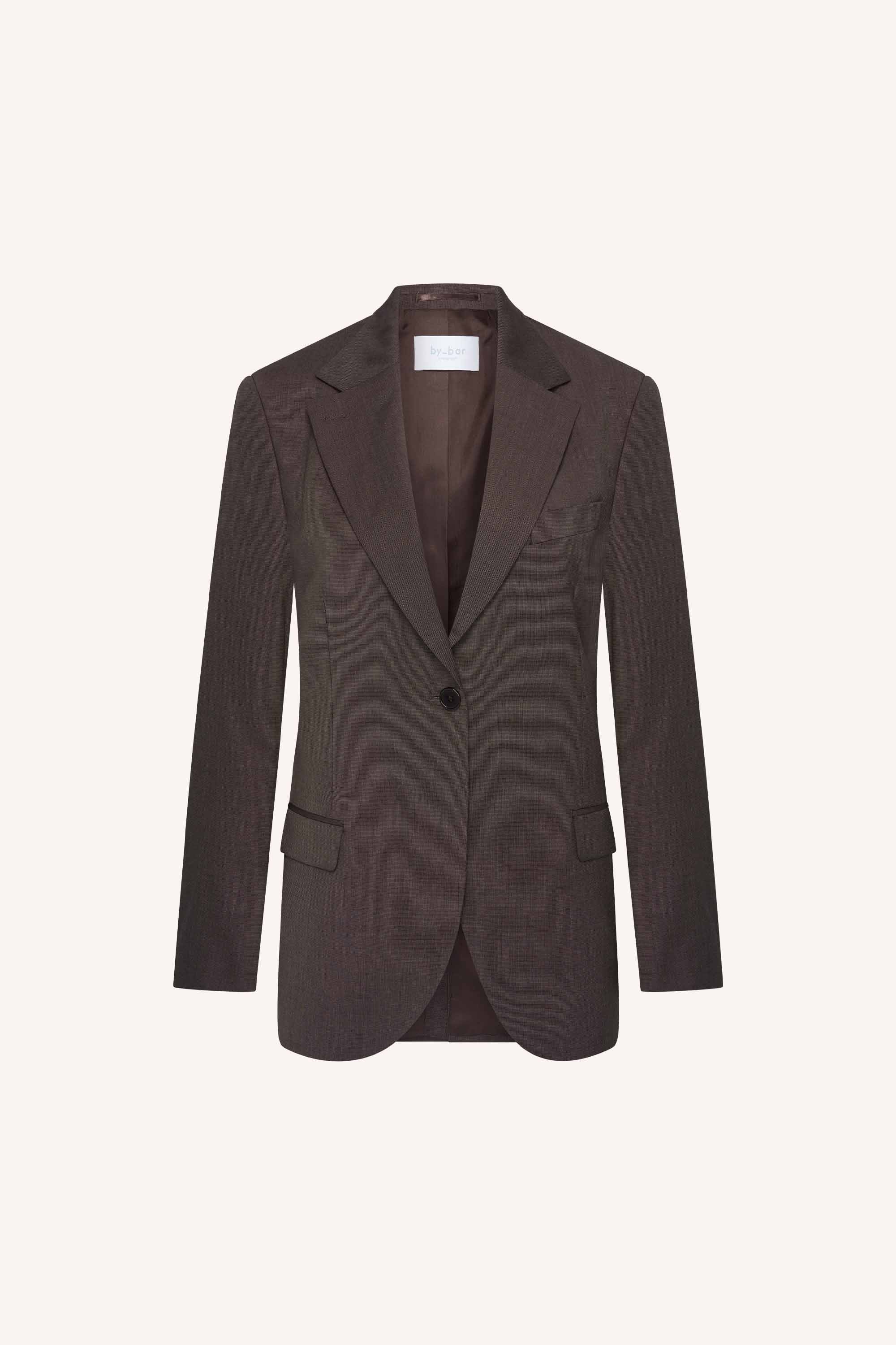 mikkel-blazer-dark-brown-all-time classic-gemaakt door weefspecialist-draagbaar als set-by-bar-productfoto