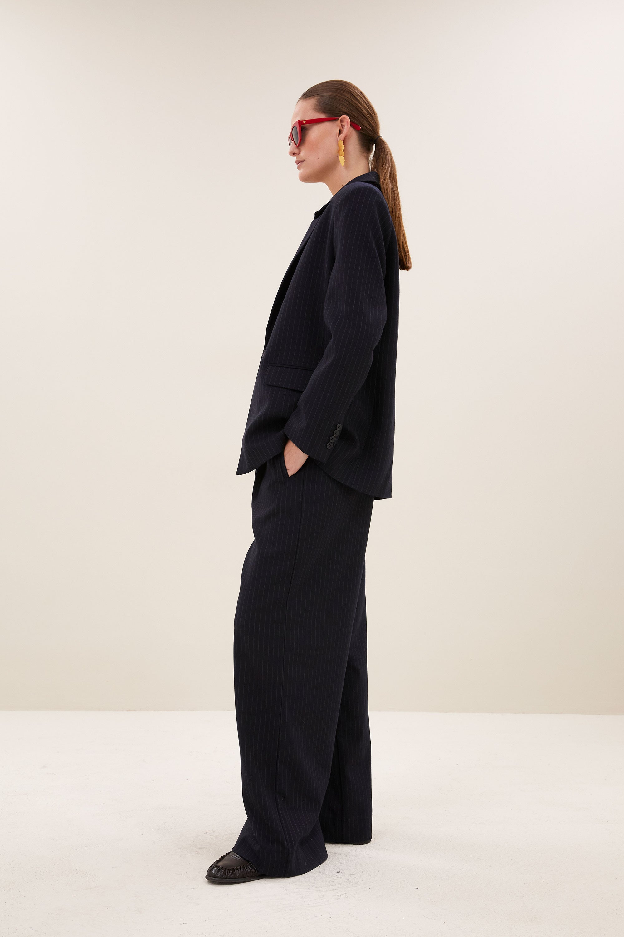 nes pinstripe blazer | midnight