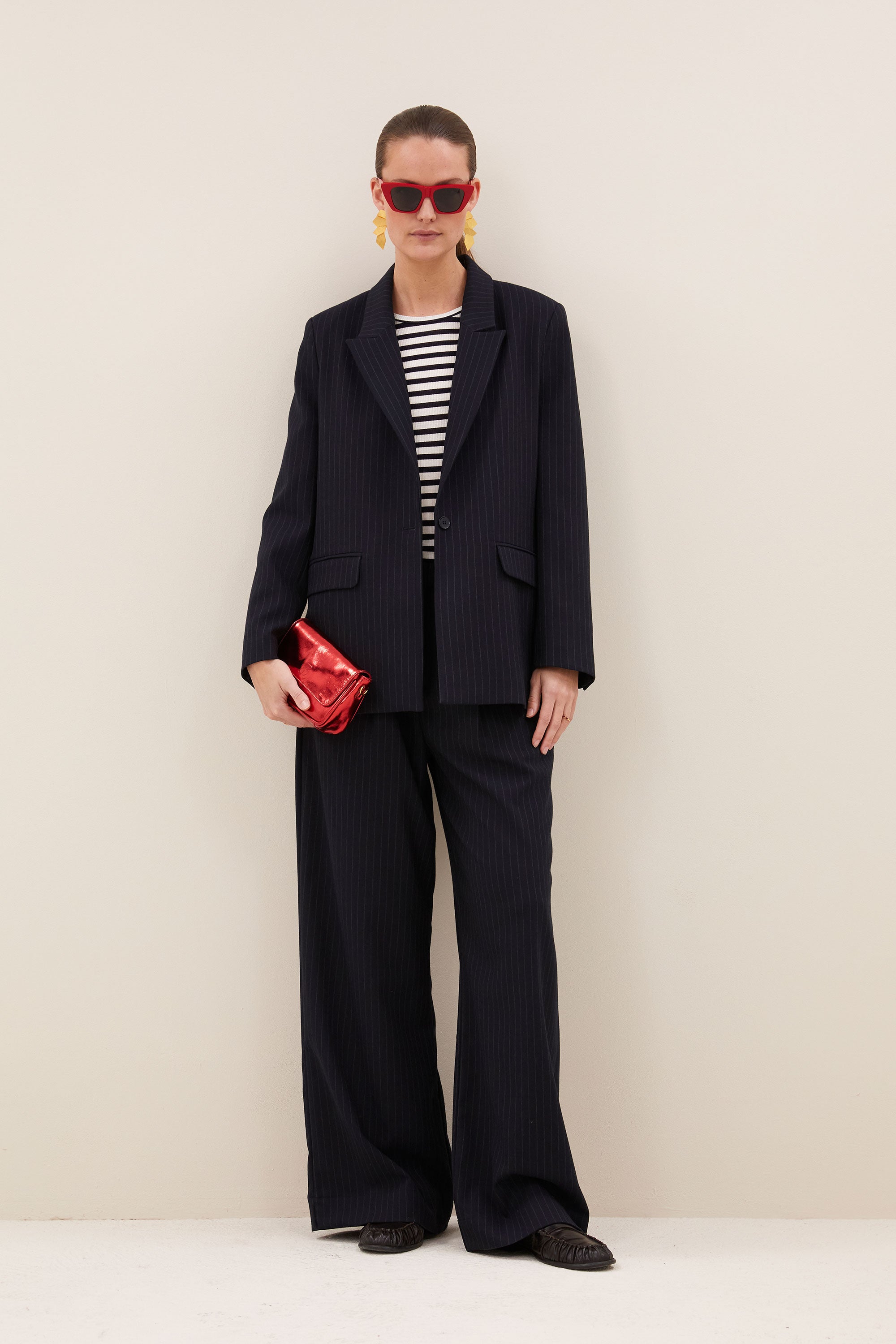 nes pinstripe blazer | midnight