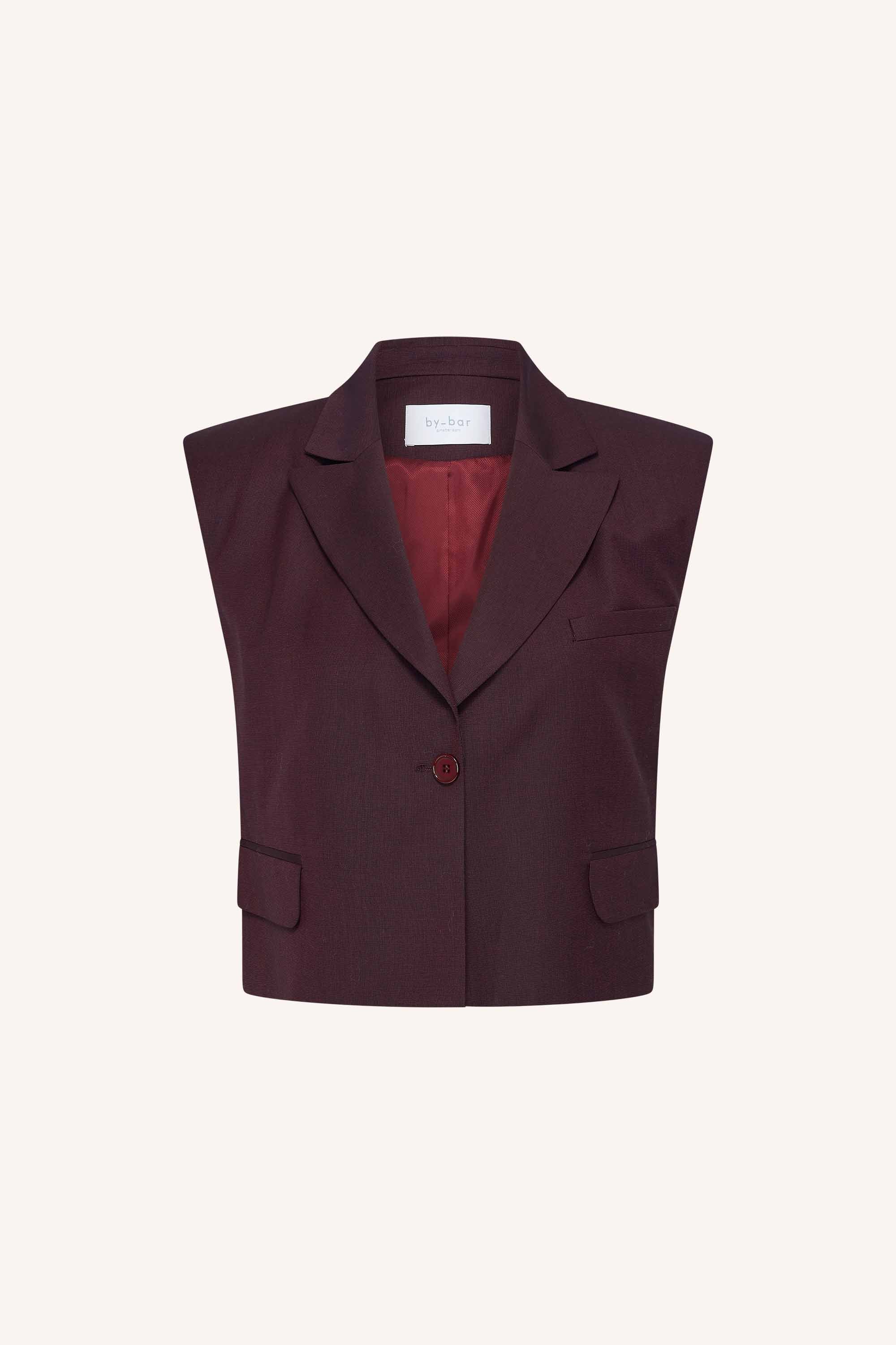 bobi-gilet-dark-wine-all-time classic-knoopsluiting-draagbaar als set-by-bar-productfoto