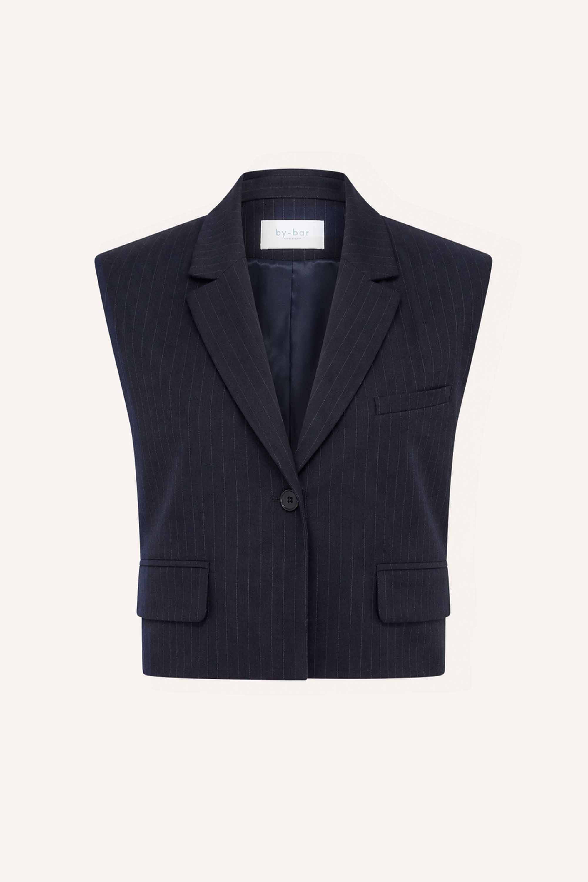 bobi pinstripe gilet | midnight