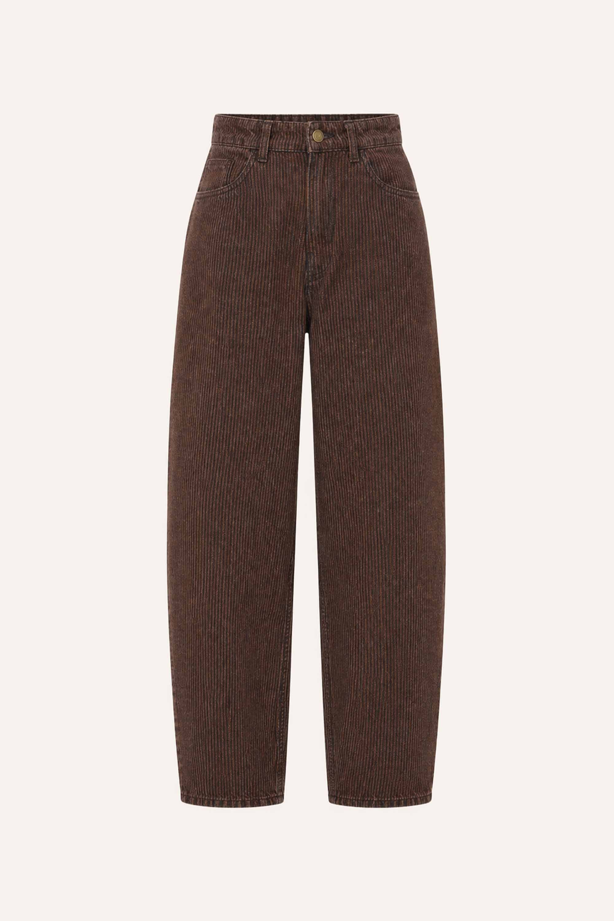 lew-stripe-jeans-copper-stripe-all-time classic-hoge taille-rits- en knoopsluiting-by-bar-productfoto