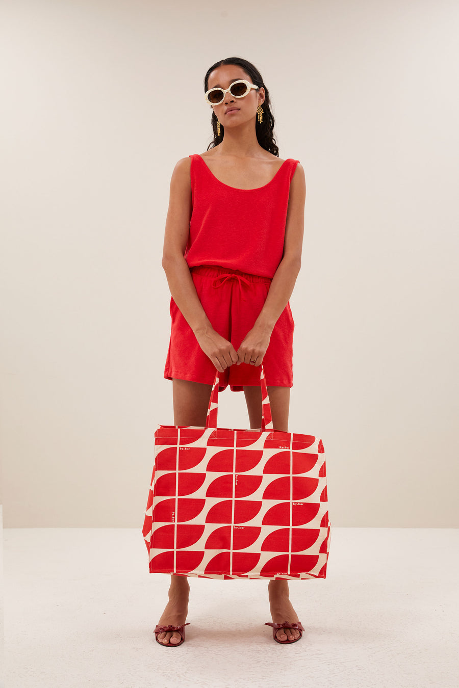 shopper logo bag L | poppy red