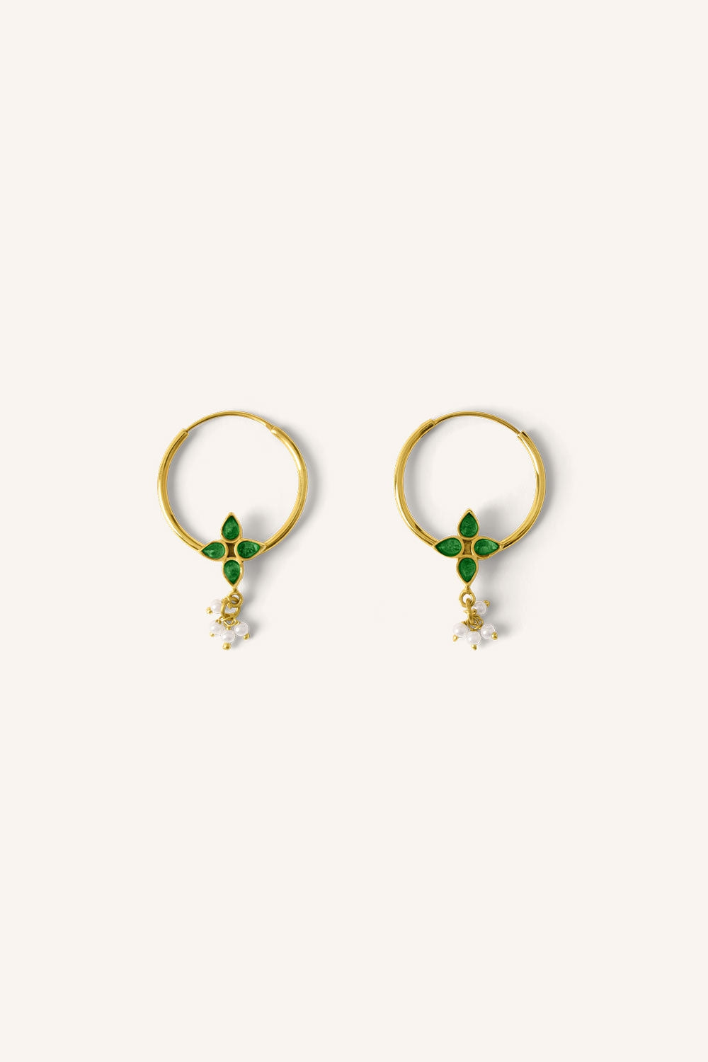 asha-earring-green-gold plated-all-time classic-by-bar-vooraanzicht