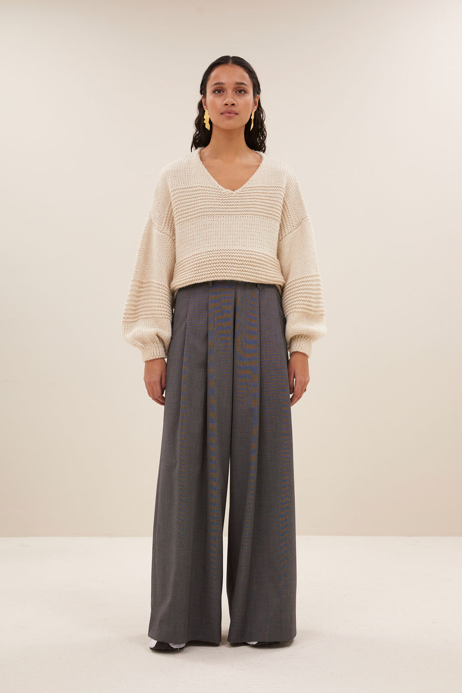 bulky stripe pullover | sand