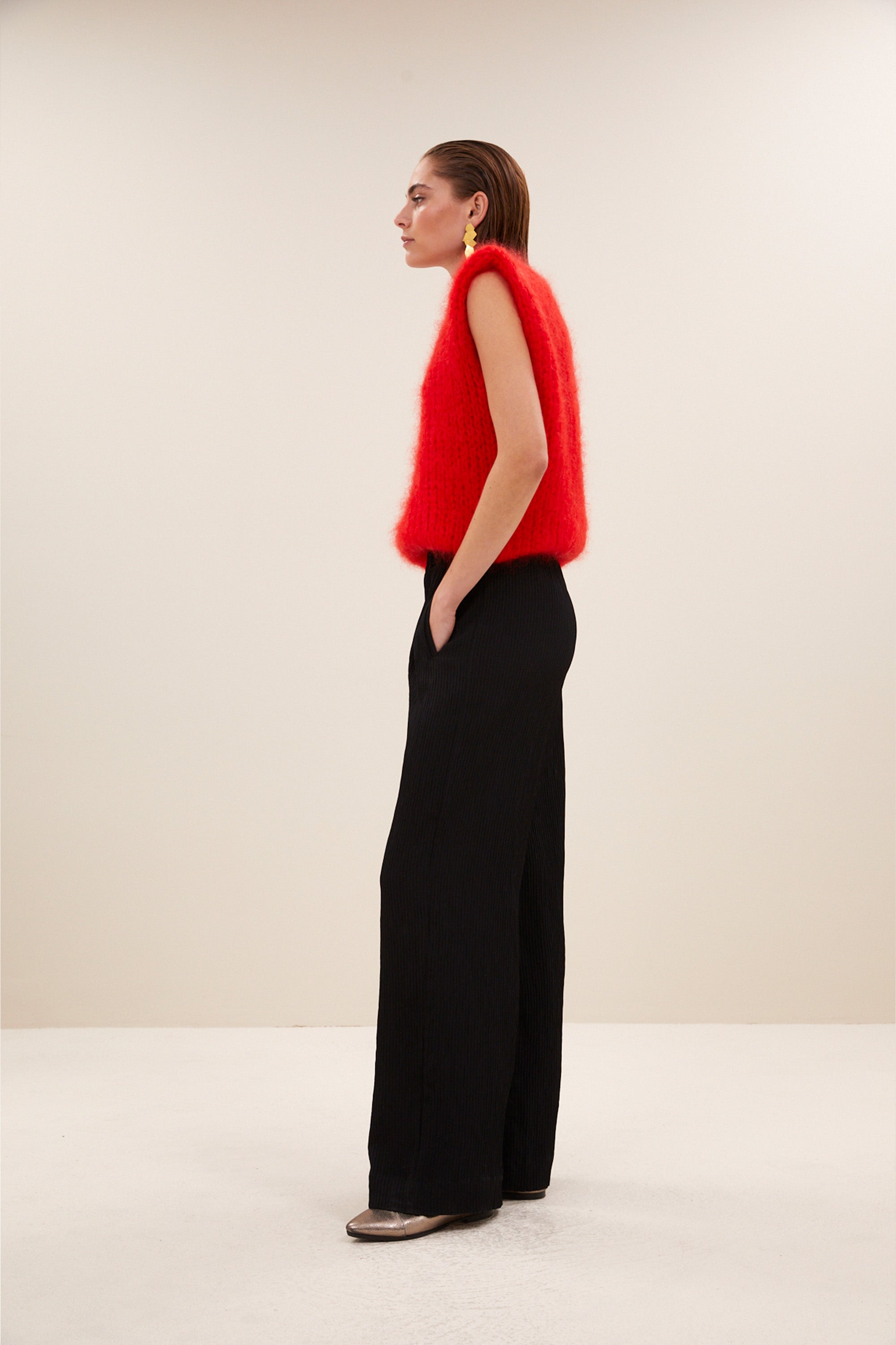 benji structure stripe pants | jet black