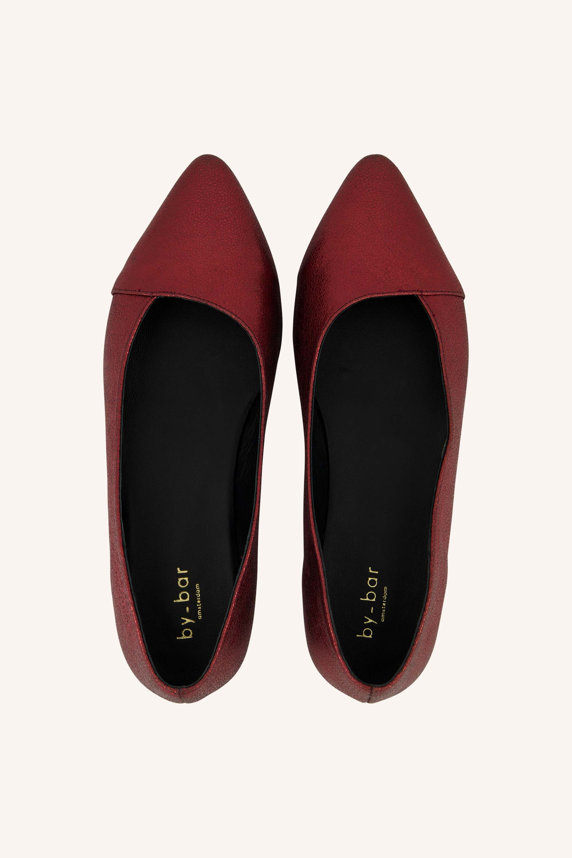 leather metallic ballerina | very berry