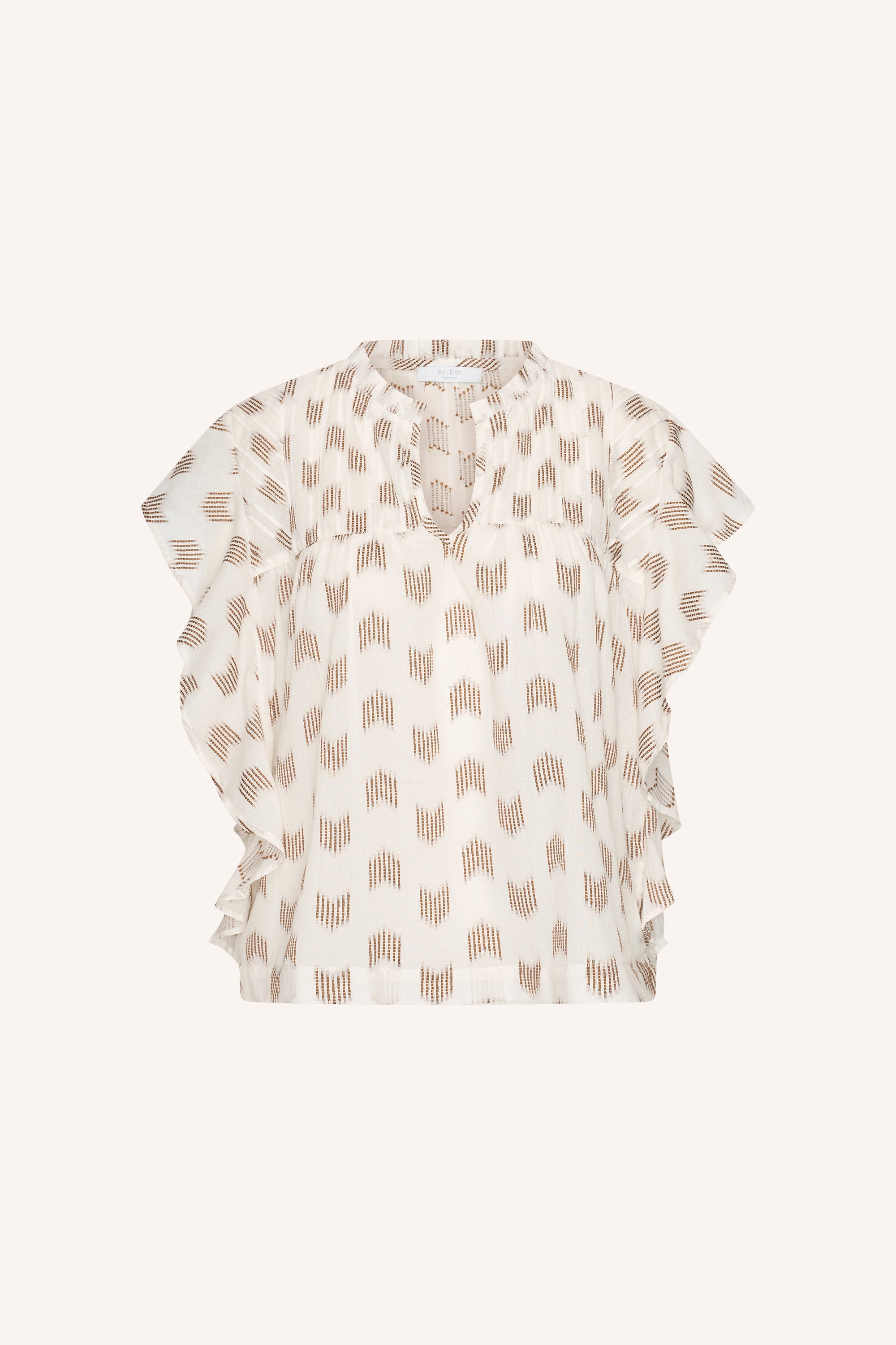 danee-oase-blouse-oase-ikat-katoen kwaliteit-kleine kapmouw-v-halslijn-by-bar-productfoto