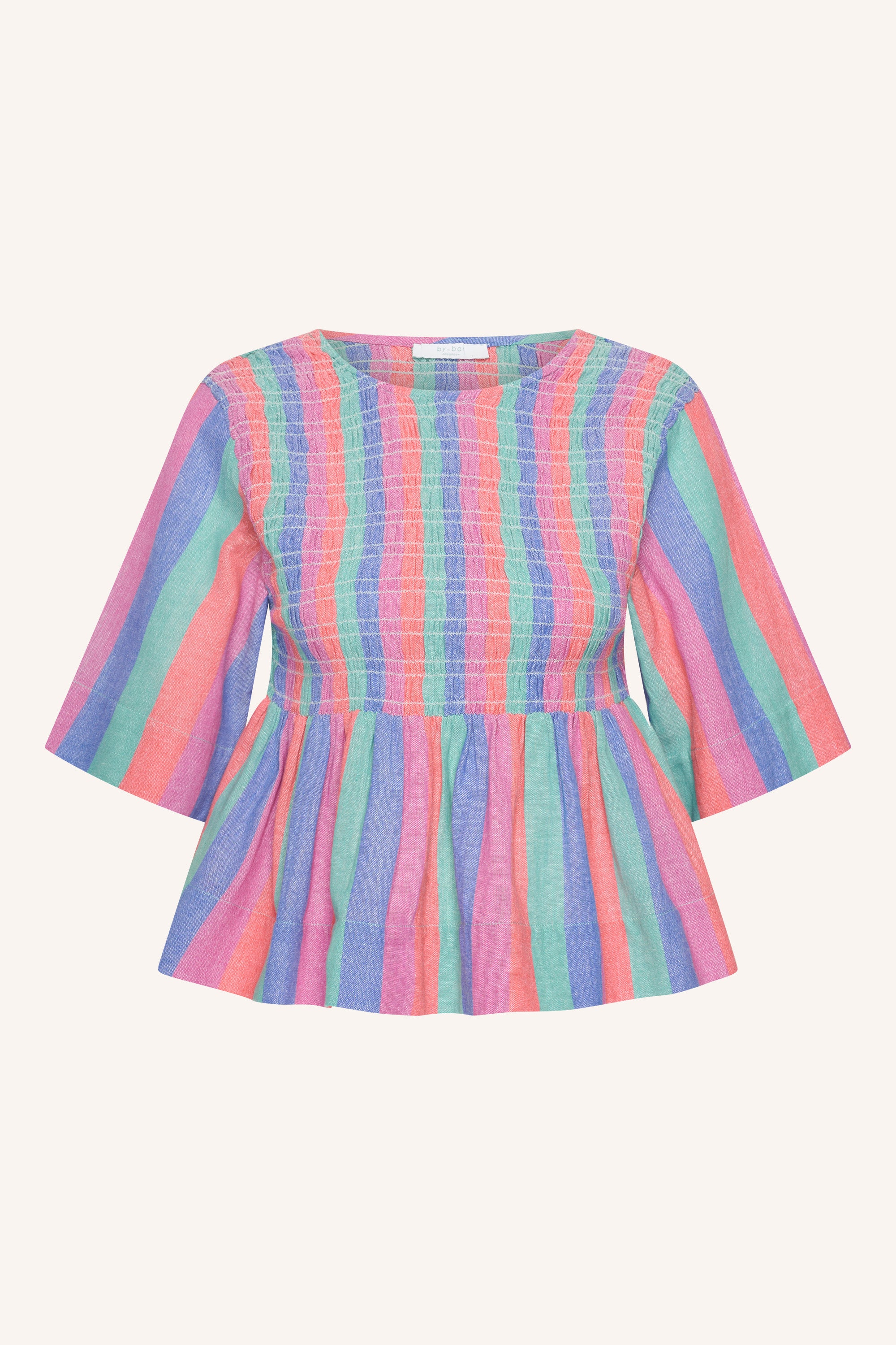 runa-rainbow-top-rainbow-stripe-biologisch katoen-ronde halslijn-draagbaar als set-by-bar-productfoto