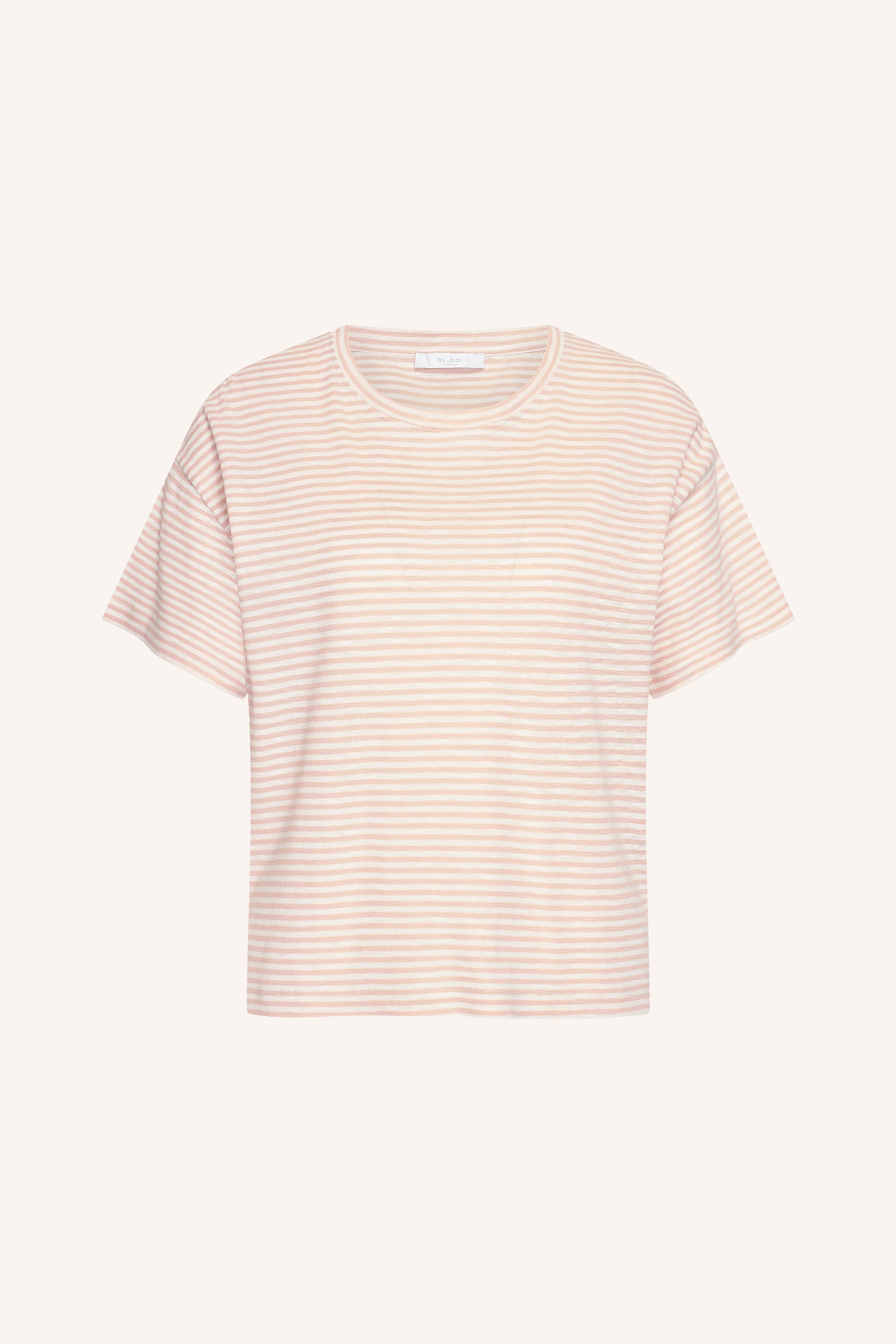 mace-flame-stripe-top-light-rose-stripe-casual fit-normale pasvorm-ronde halslijn-by-bar-productfoto