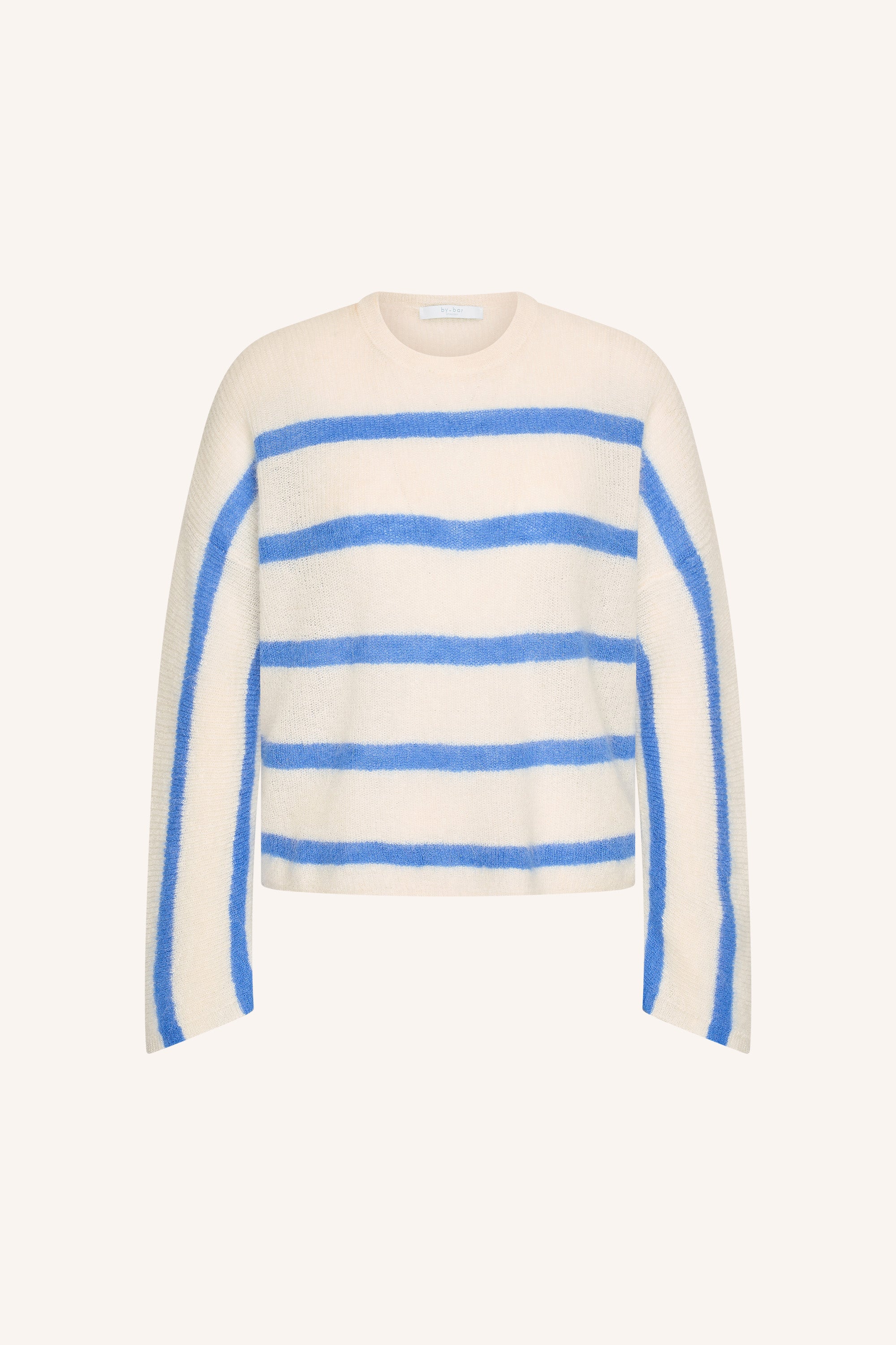 vide-stripe-pullover-azul-blue-stripe-korte fit-verlaagde schoudernaden-losvallende pasvorm-by-bar-productfoto