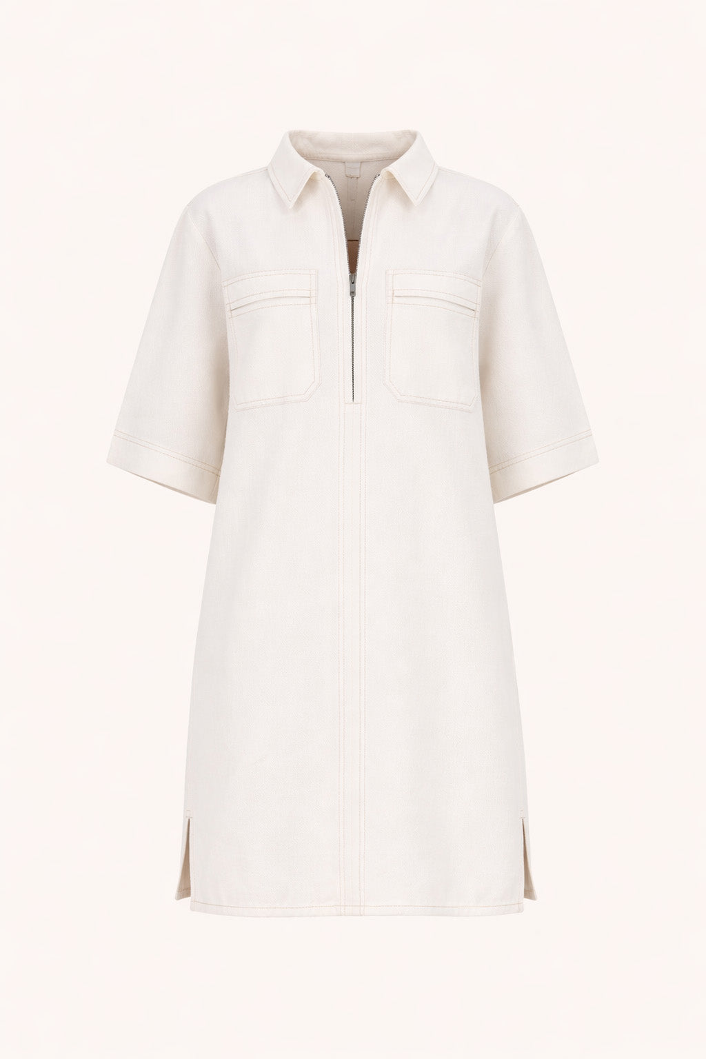 philipe-twill-dress-cloud-white-all-time classic-katoen kwaliteit-losvallende pasvorm-by-bar-productfoto