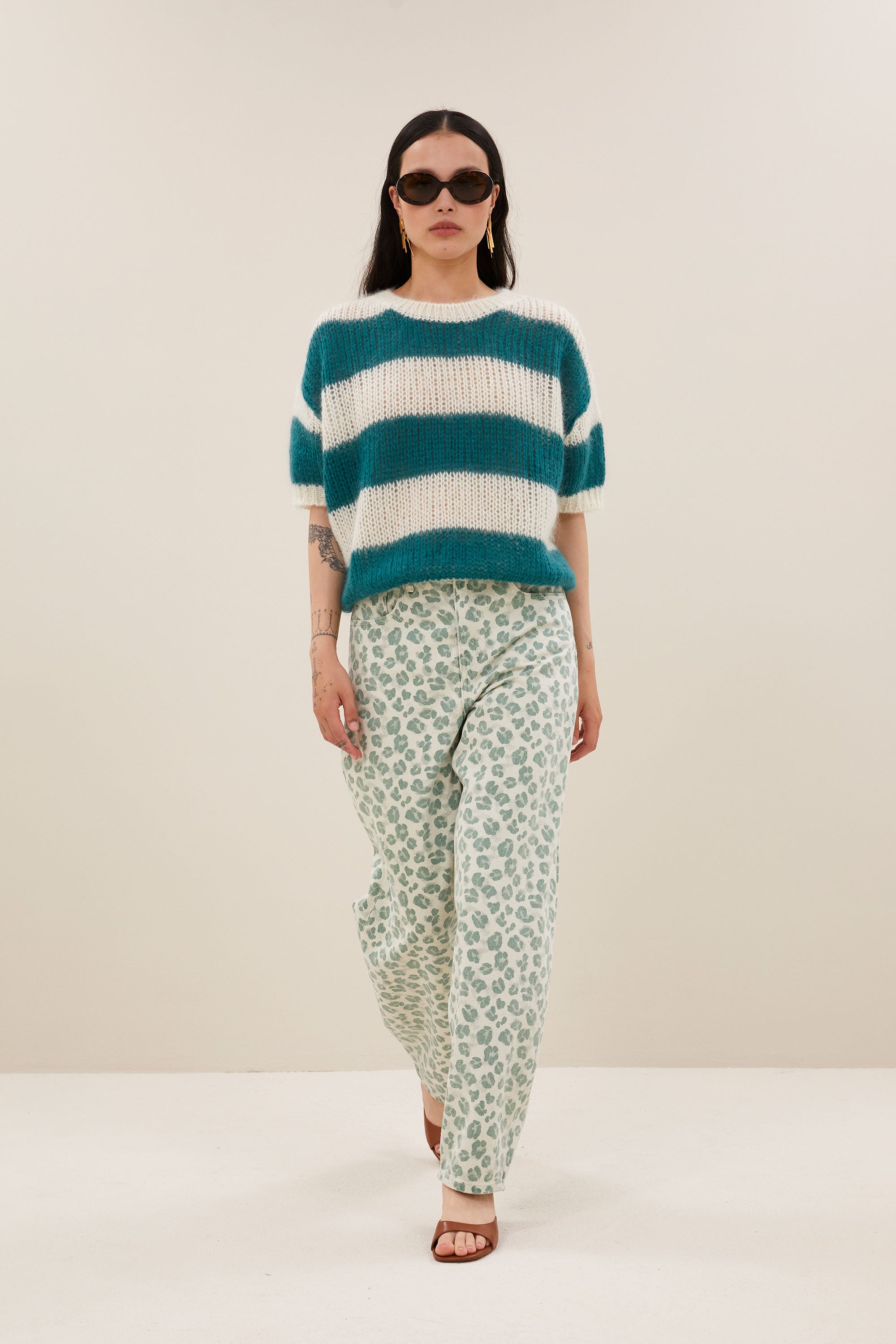 lew green cheetah pants | green cheetah