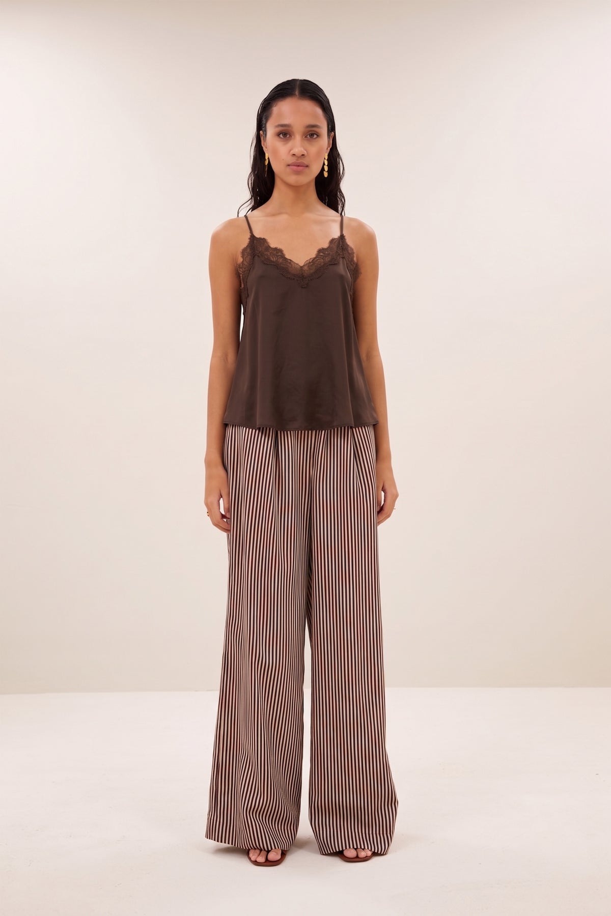 pia satin top | espresso