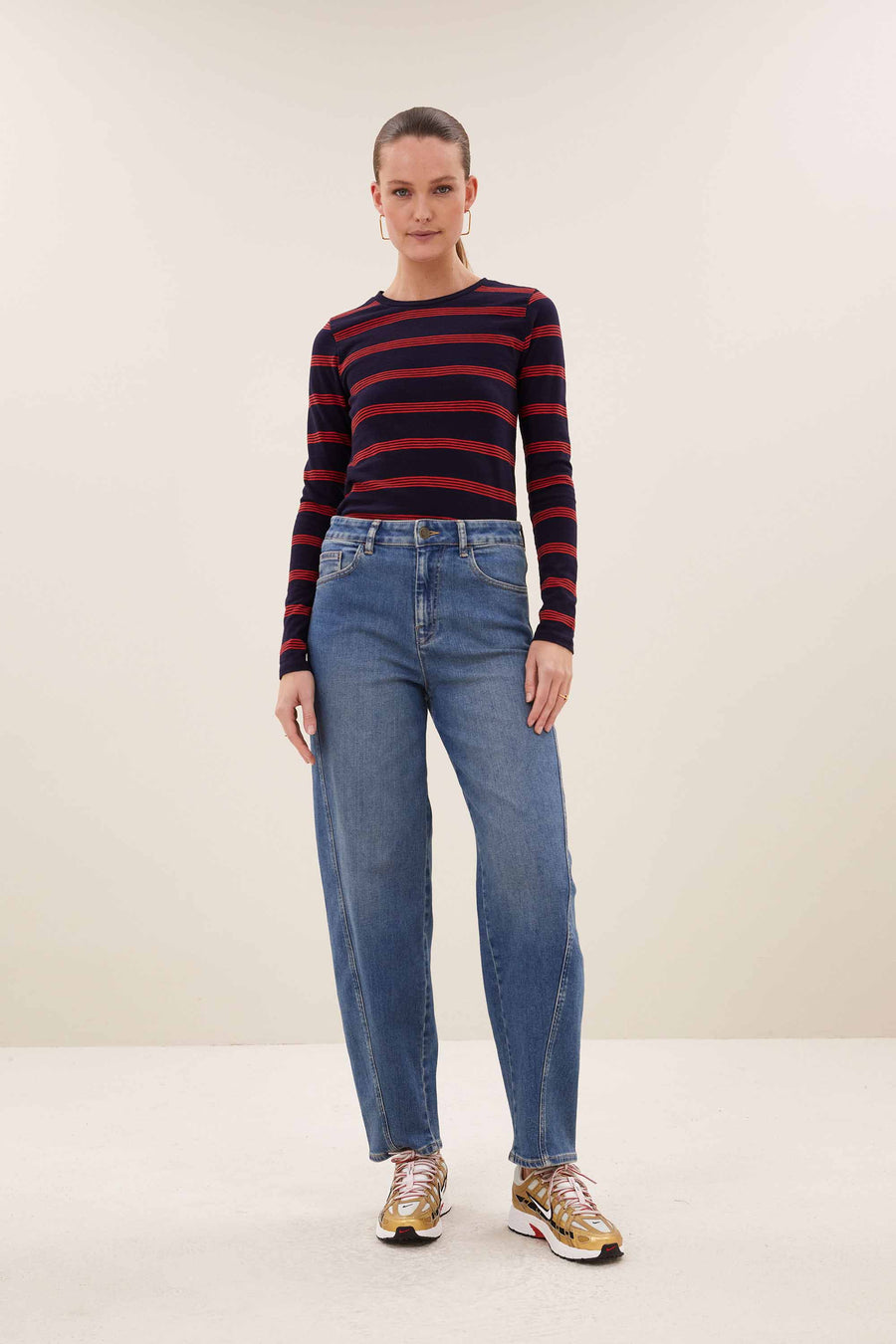 mali ls stripe top | poppy multi stripe