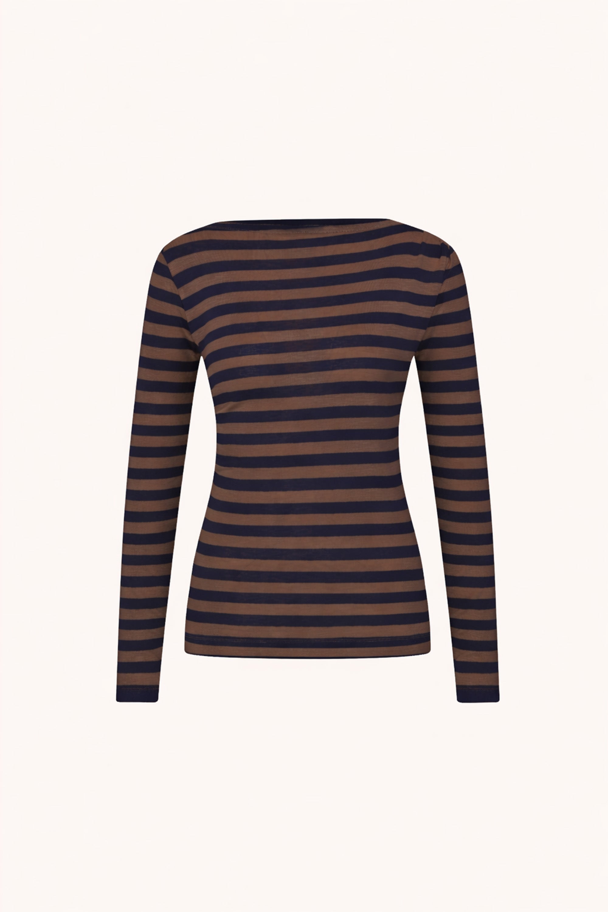 leya-big-stripe-top-coffee-bean-all-time classic-aansluitende fit-biologisch katoen-by-bar-productfoto