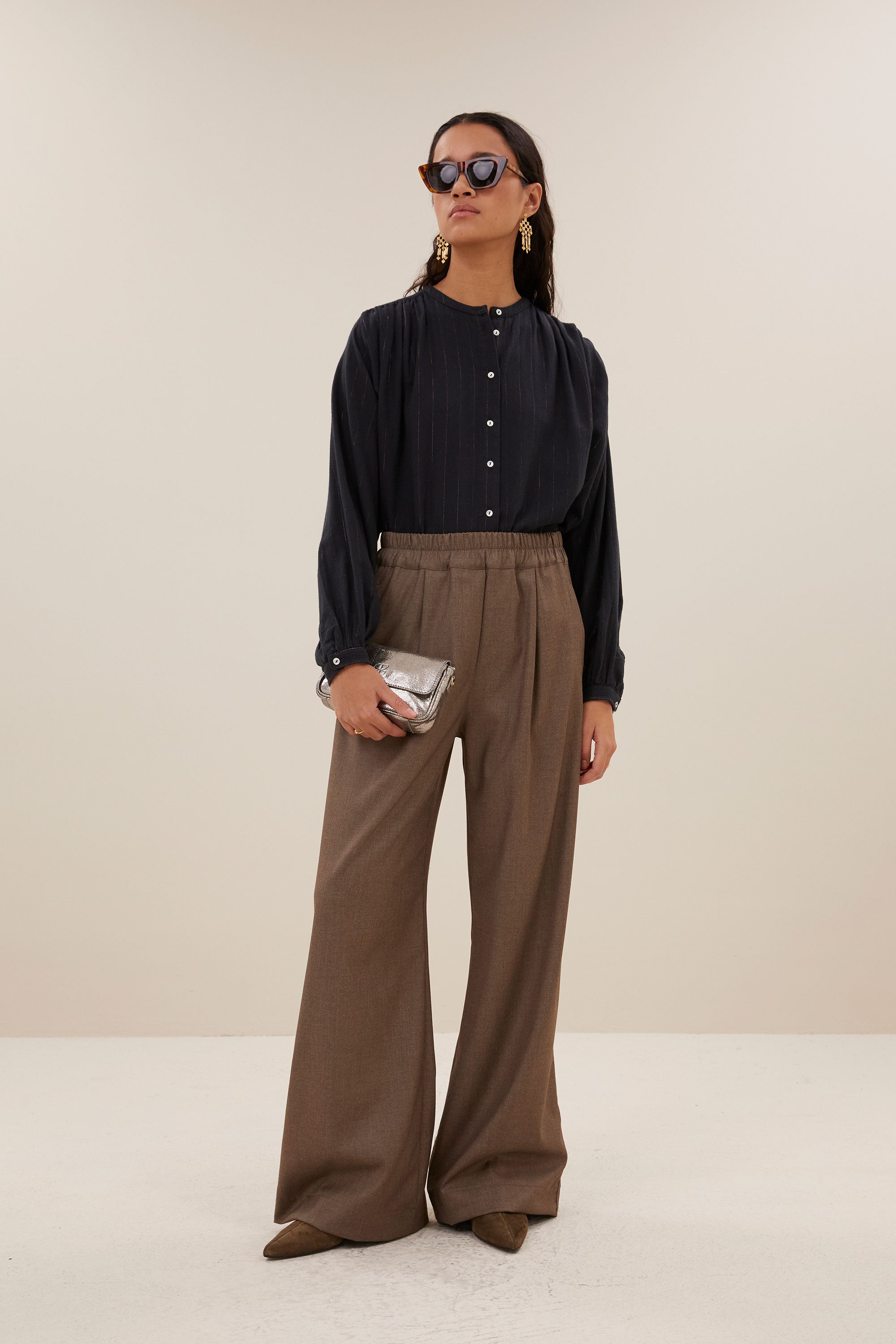 nyka lurex blouse | midnight lurex stripe