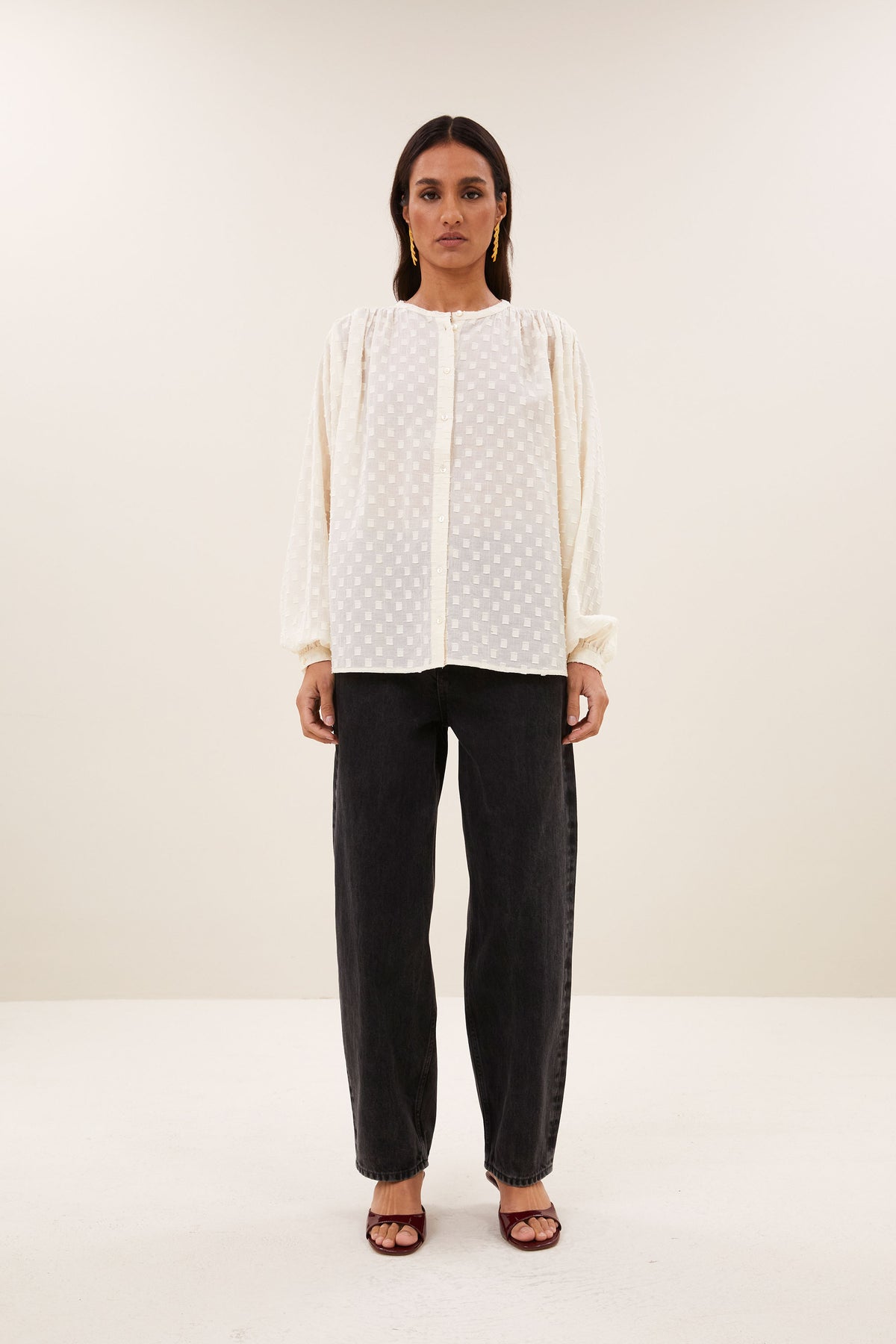 nyka weave blouse | off white weave