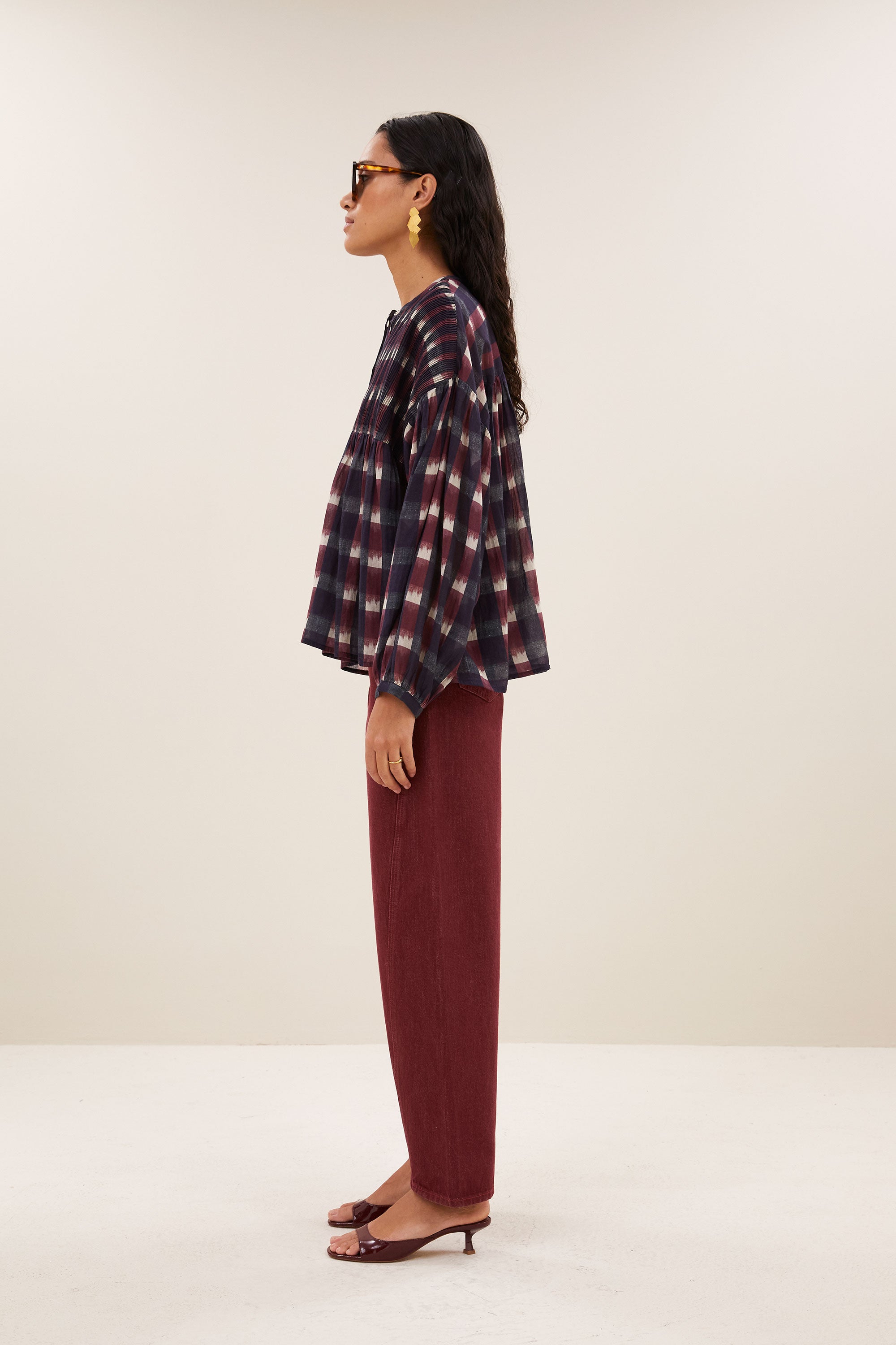 mine ikat blouse | wine ikat print