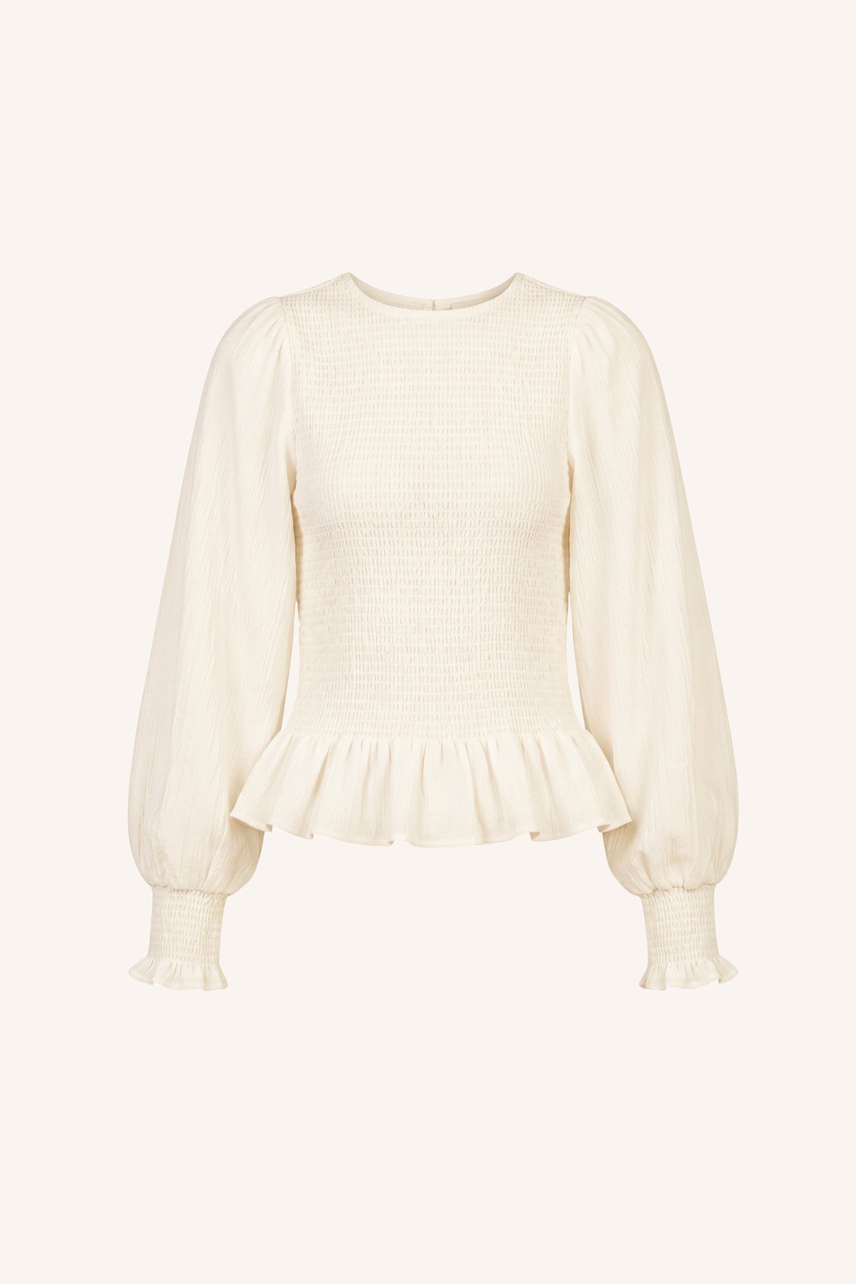 yena-dobby-blouse-sand-all-time classic-casual fit-elastisch smok detail-by-bar-productfoto