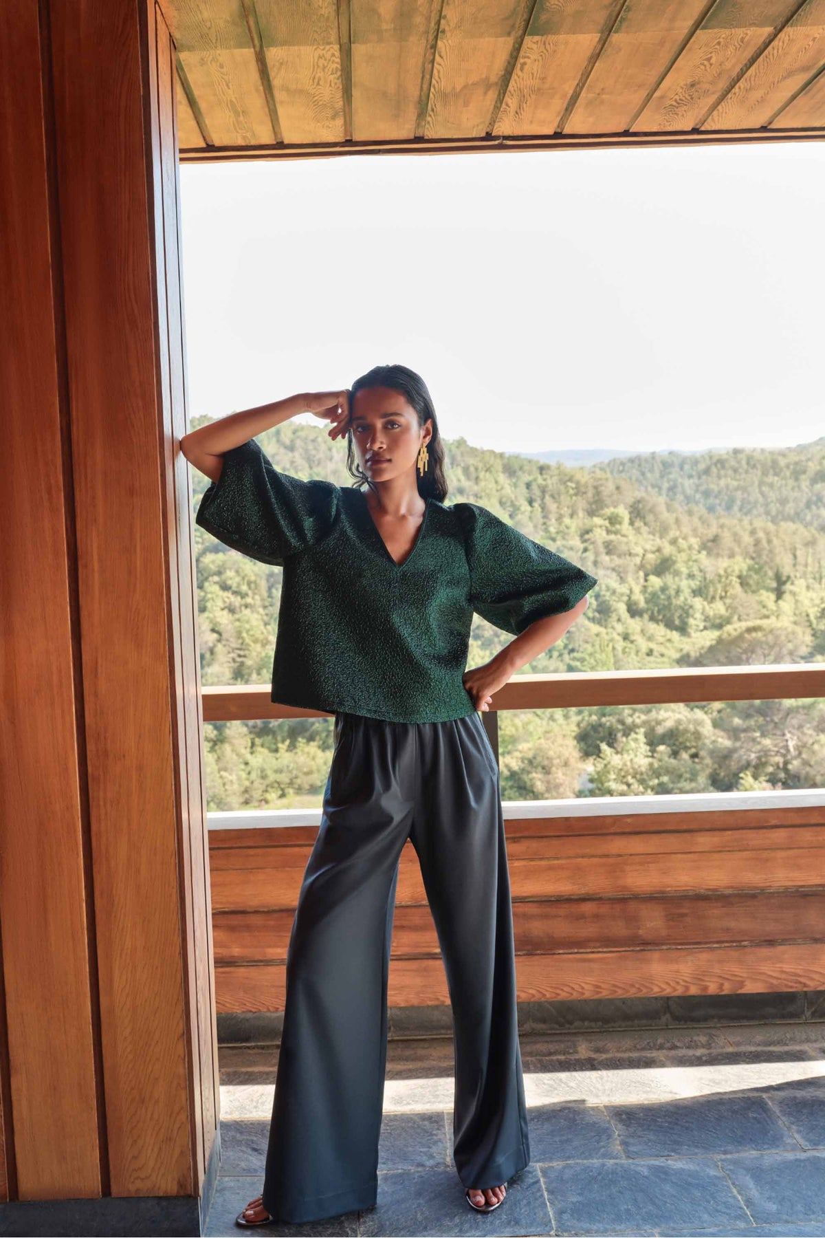 juta metallic blouse | green metallic