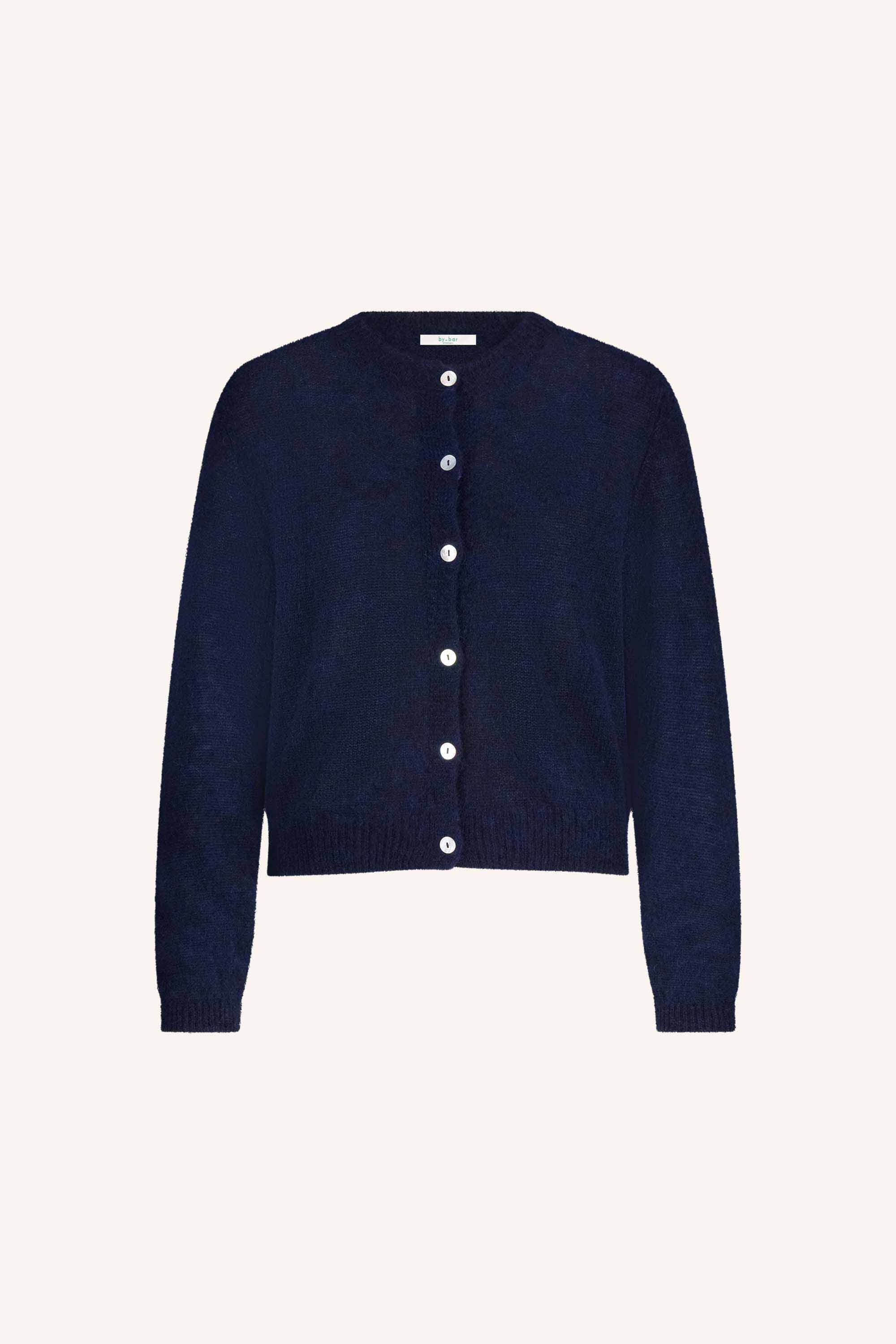 cleo-cardigan-midnight-1-all-time classic-knoopsluiting-ronde halslijn-by-bar-productfoto