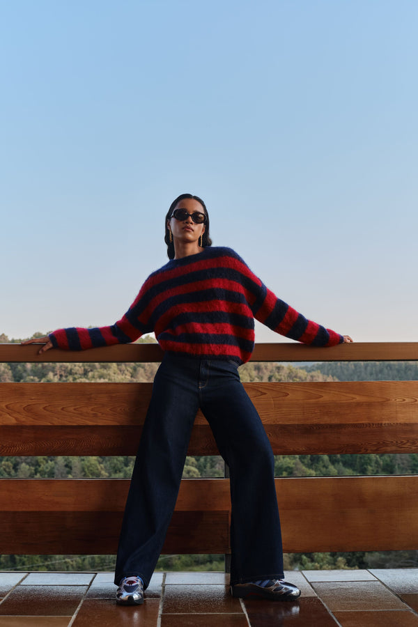 gigi stripe pullover | wine stripe