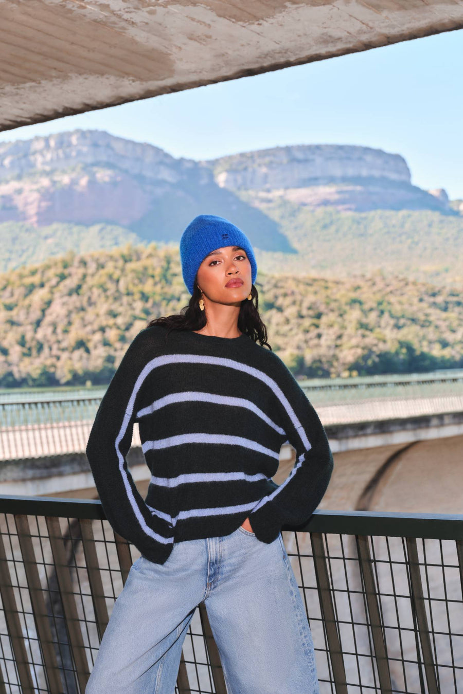 vide stripe pullover | green cloud stripe