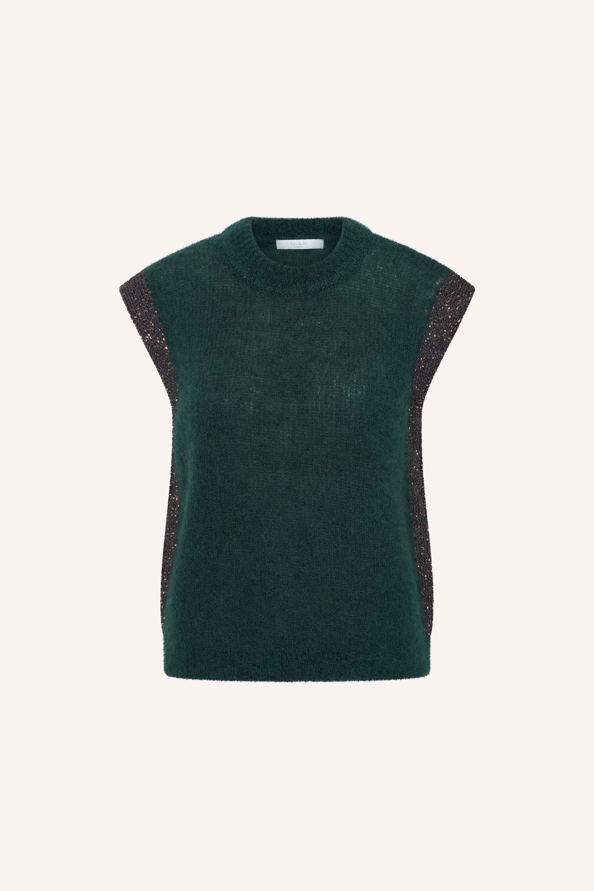 noby-coco-spencer-dark-green-comfortabele draagervaring-losvallende pasvorm-mix van mohair-by-bar-productfoto