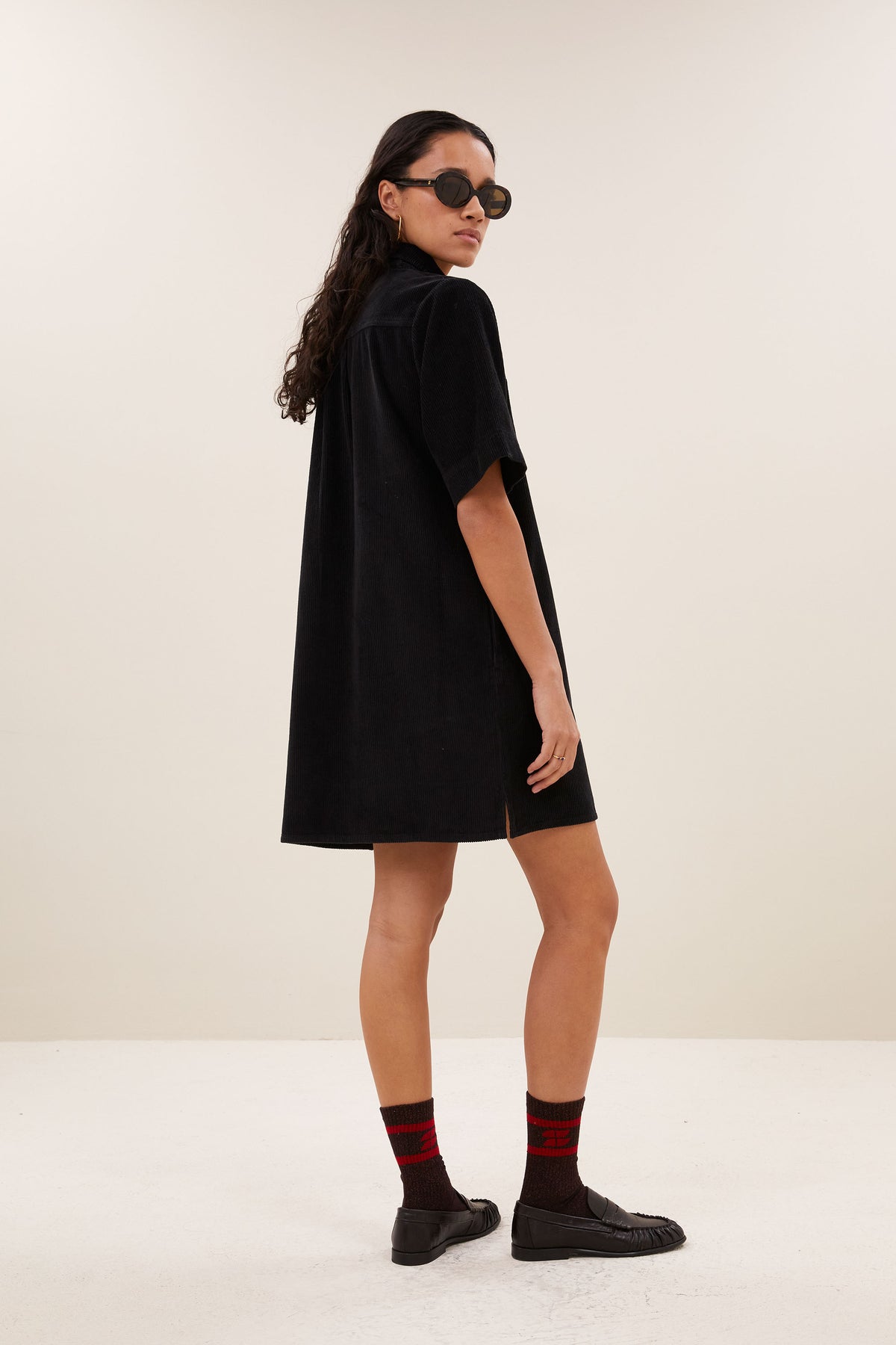 philipe cord dress | black