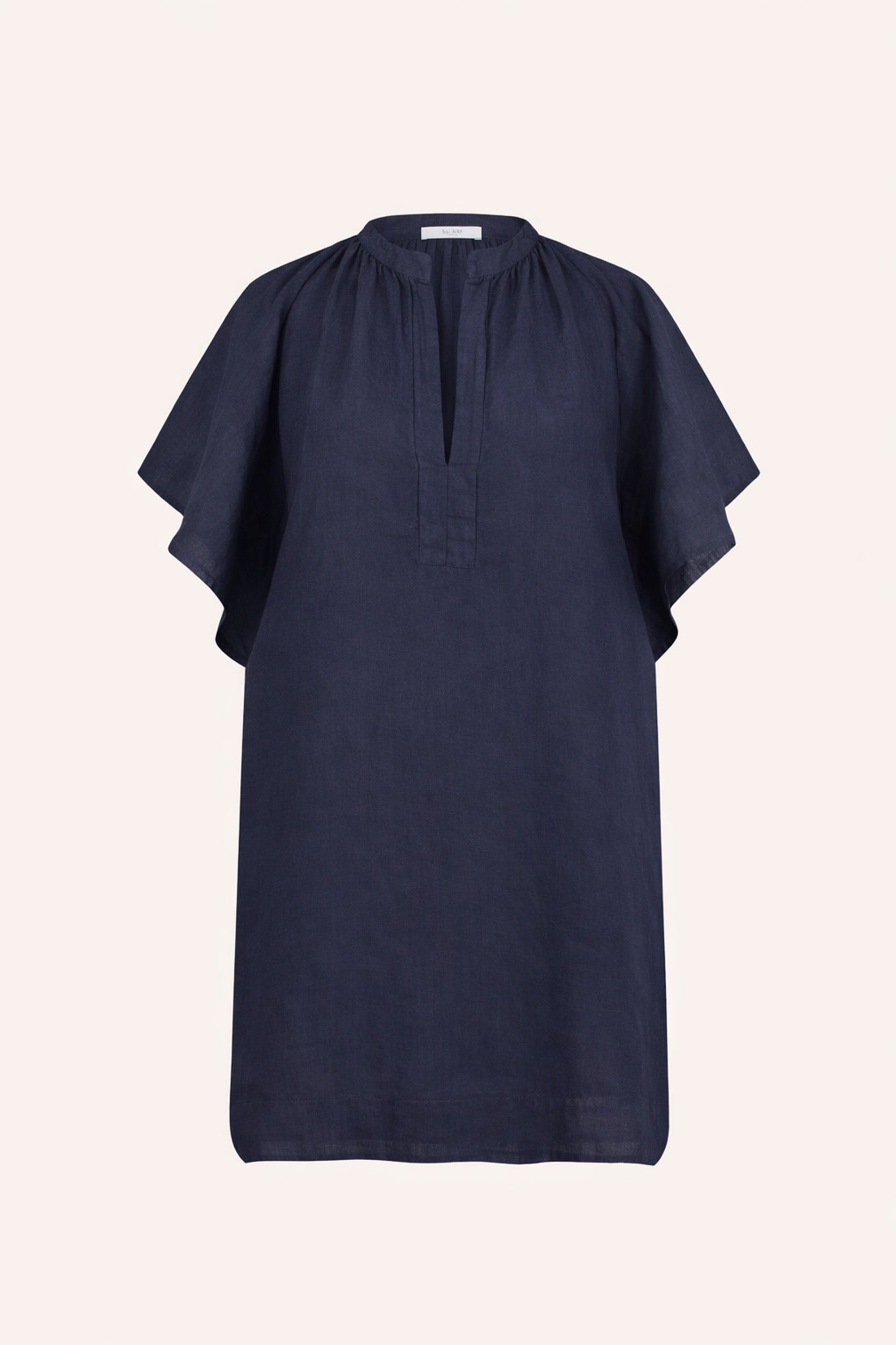 vina-linen-dress-midnight-vleermuis mouw-losvallende pasvorm-v-halslijn-by-bar-productfoto