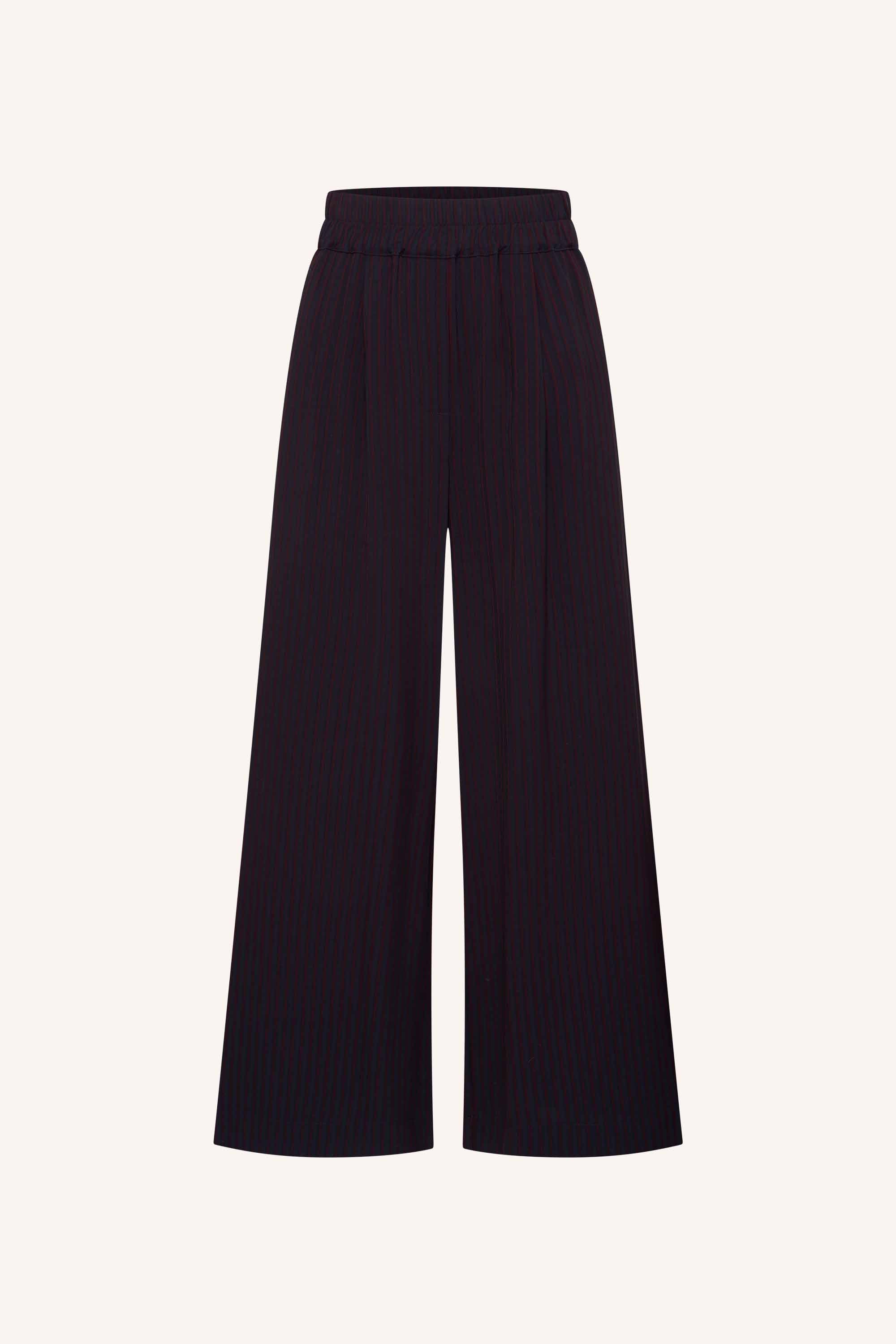 benji-wide-stripe-pants-wine-stripe-comfortabele draagervaring-all-time classic-plooien-by-bar-productfoto