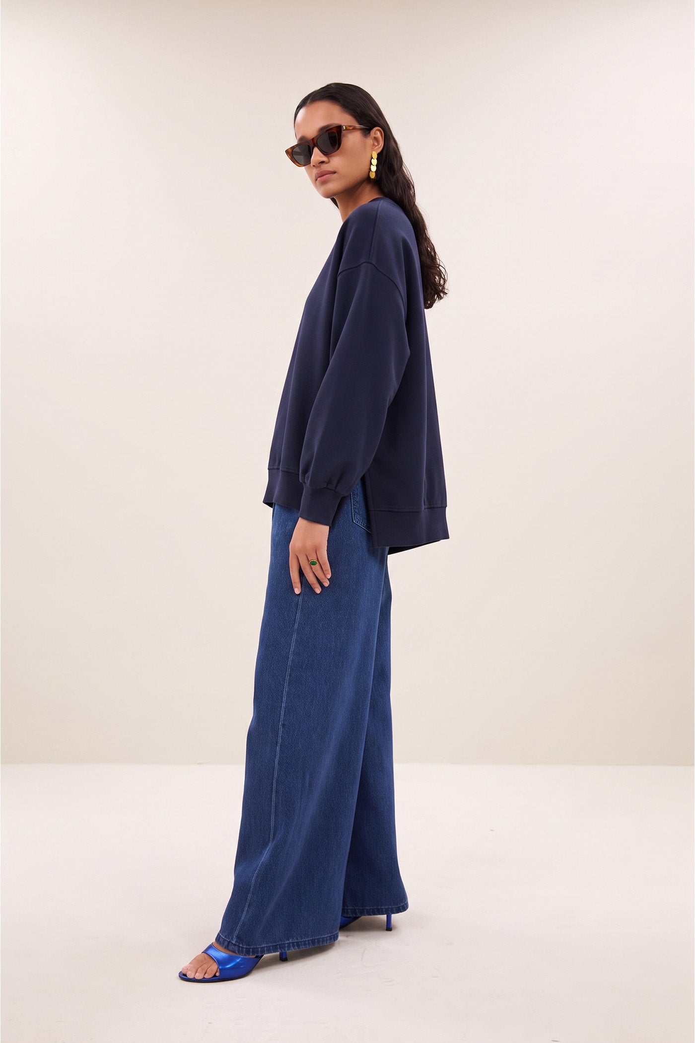 lili long sweater | uniform blue