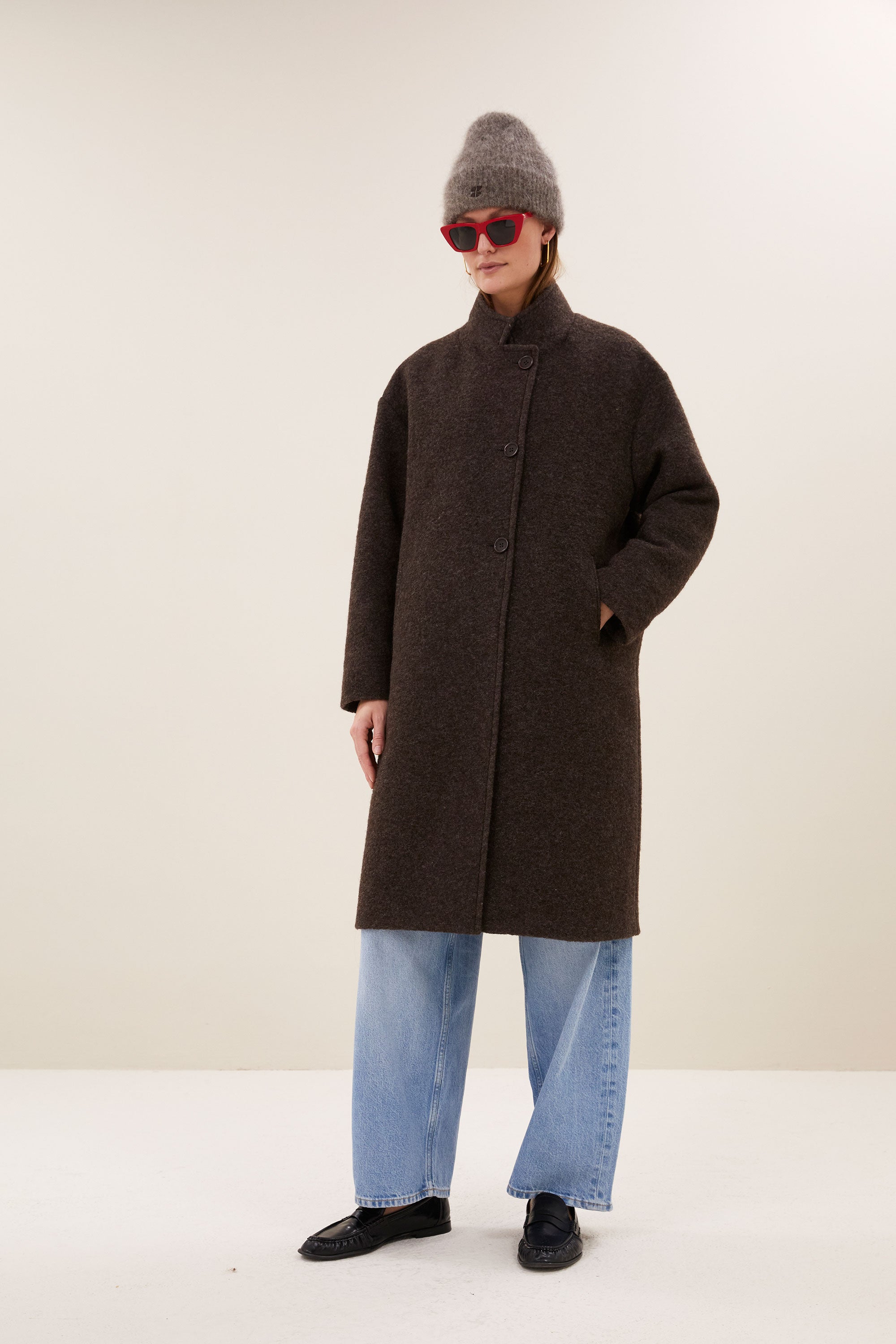 macy melange coat | brown melee