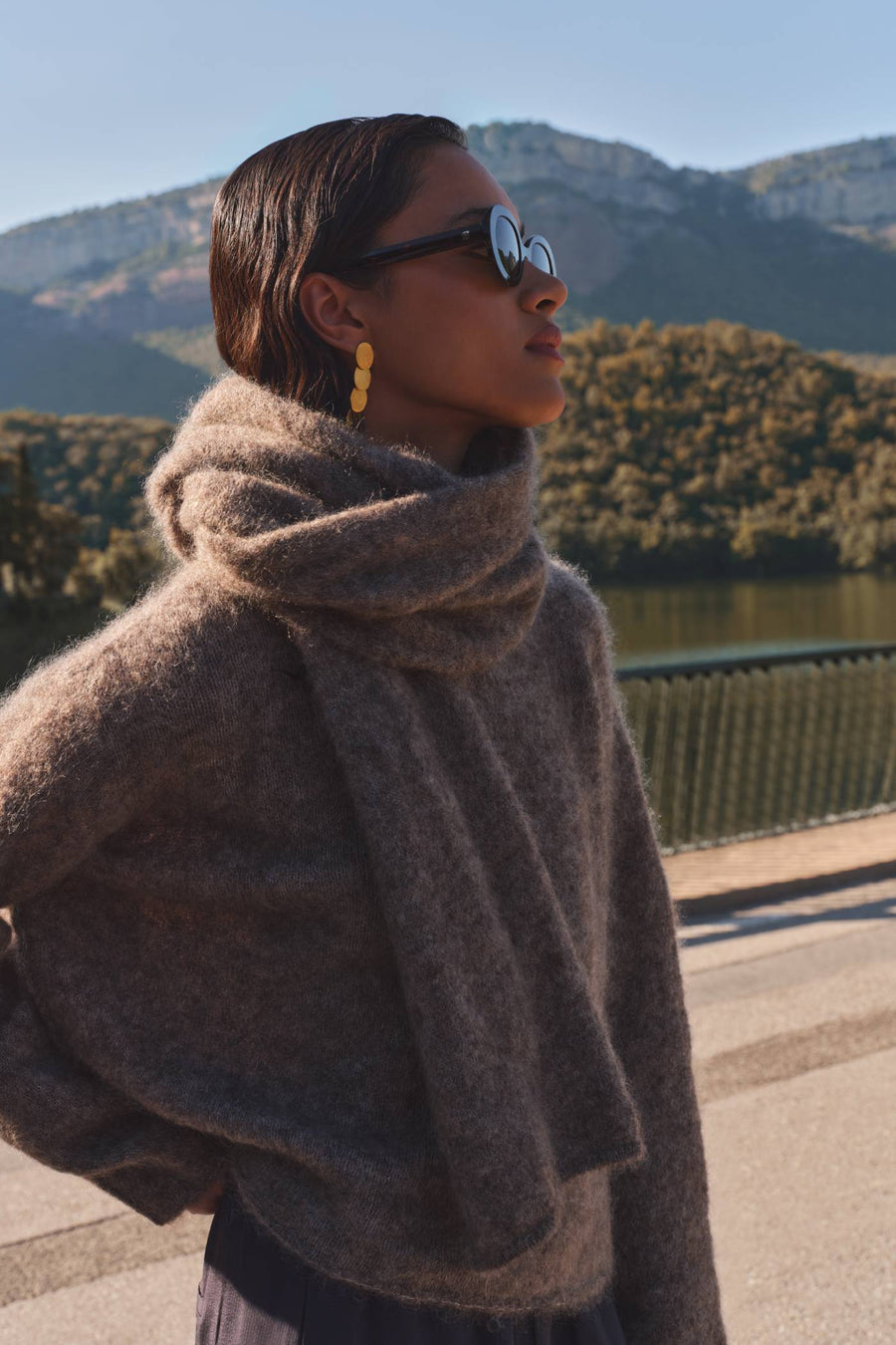 leah norton scarf | dark biscuit